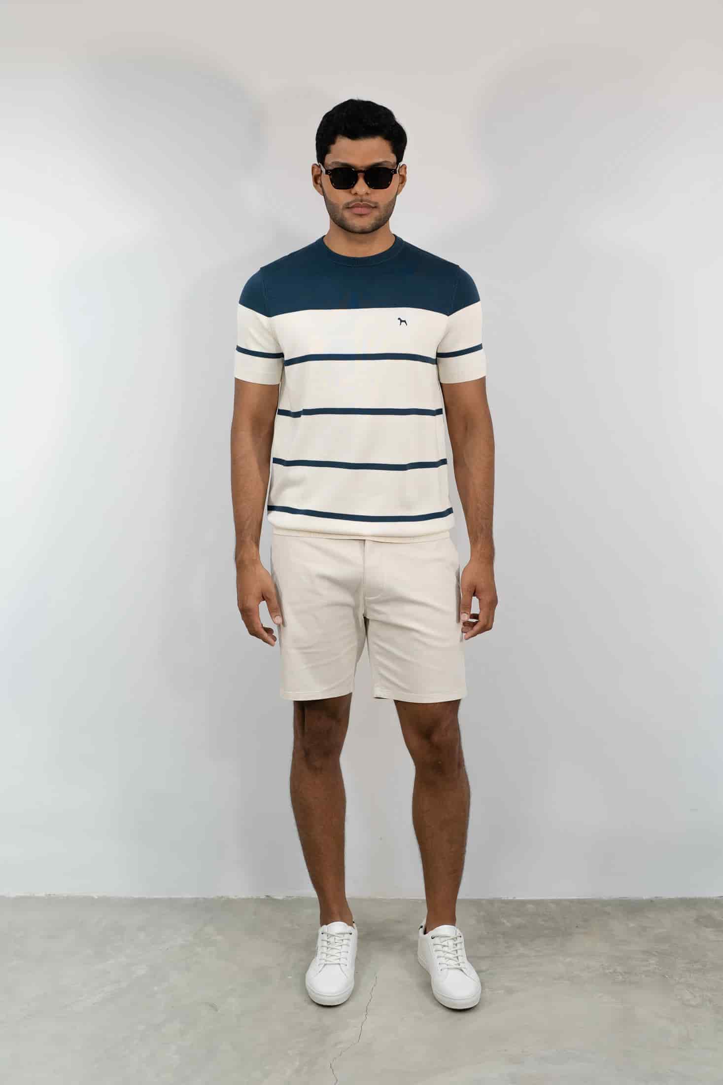 Suéter Fashion Azul Petróleo/Crema - miniatura 1