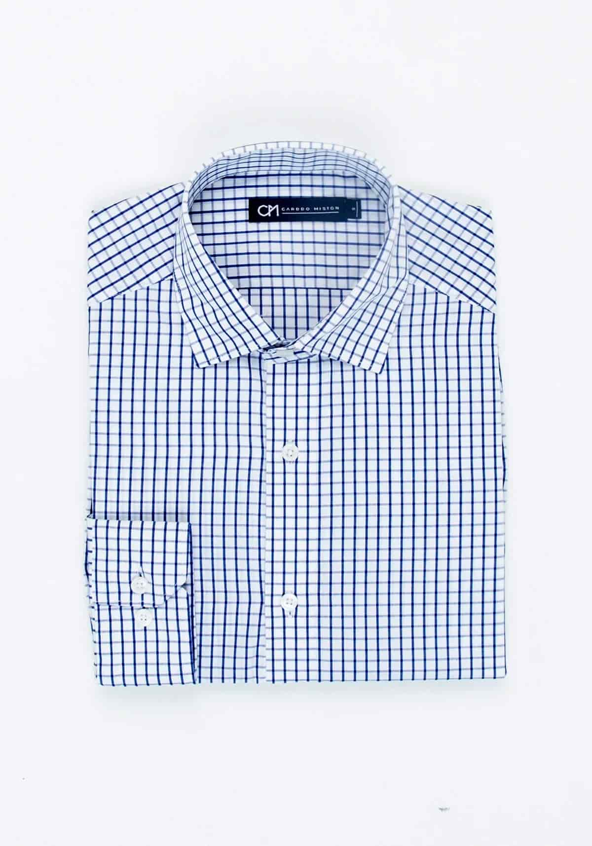 Camisa Popelín Cuadro Ventana Algodón Azul Tinta - miniatura 5
