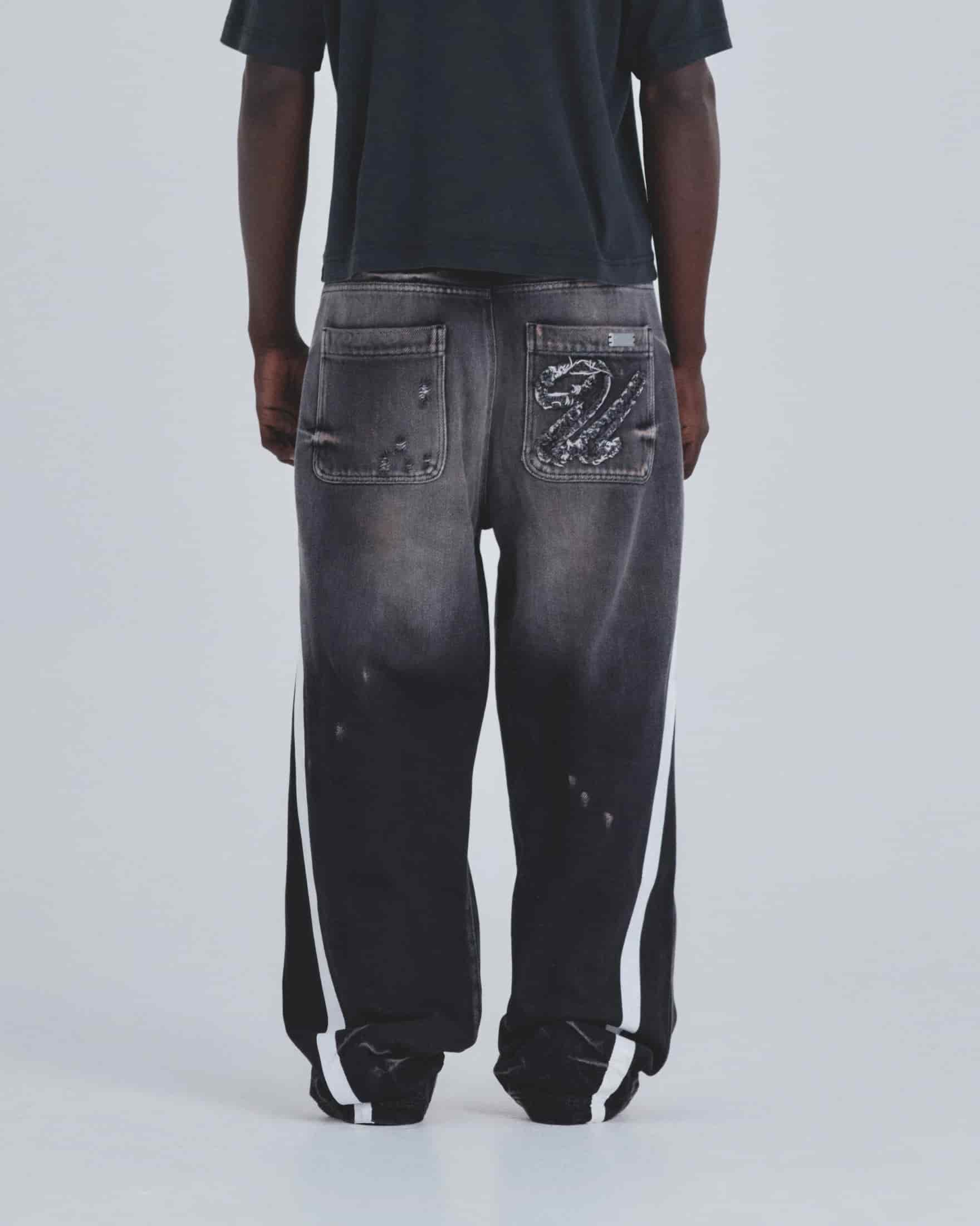 Holy State Stripe Wide Jeans Ash Black - miniatura 7
