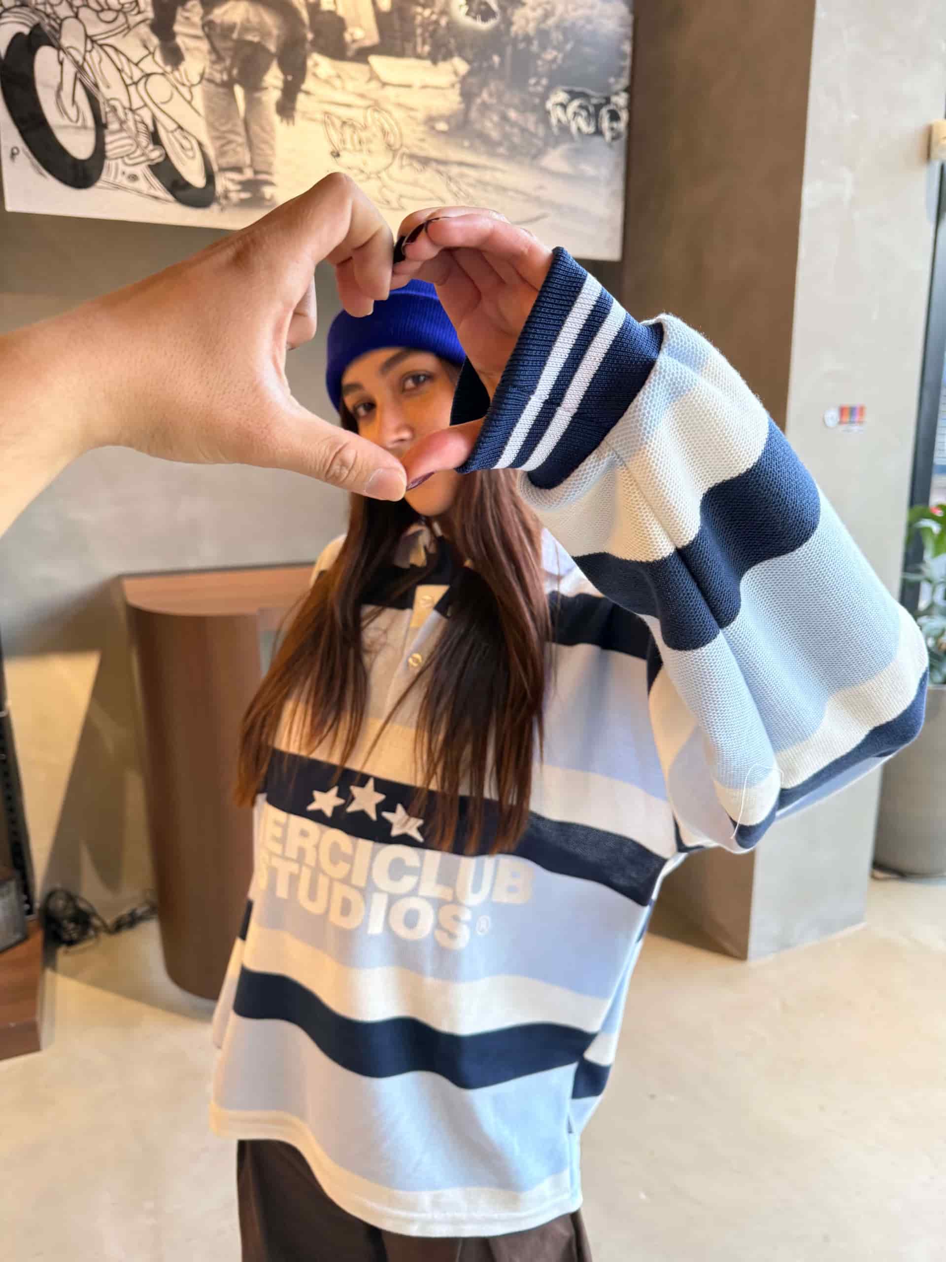 Hoodie Polo Merci Azul - miniatura 3