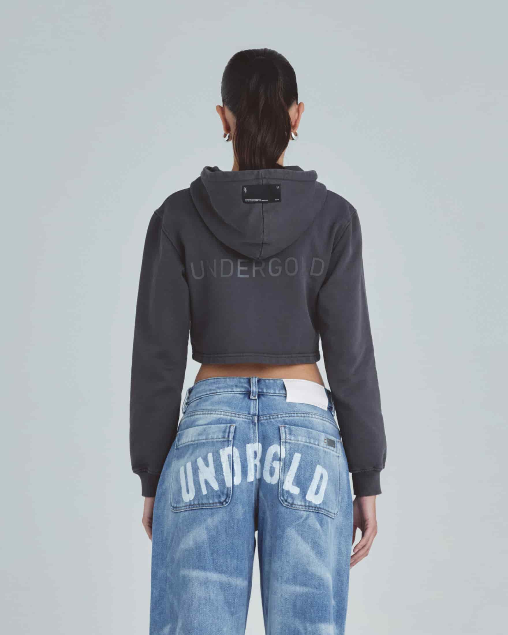 Line Basic Slim Fit Zip Up Cropped Hoodie Dark Gray - miniatura 5