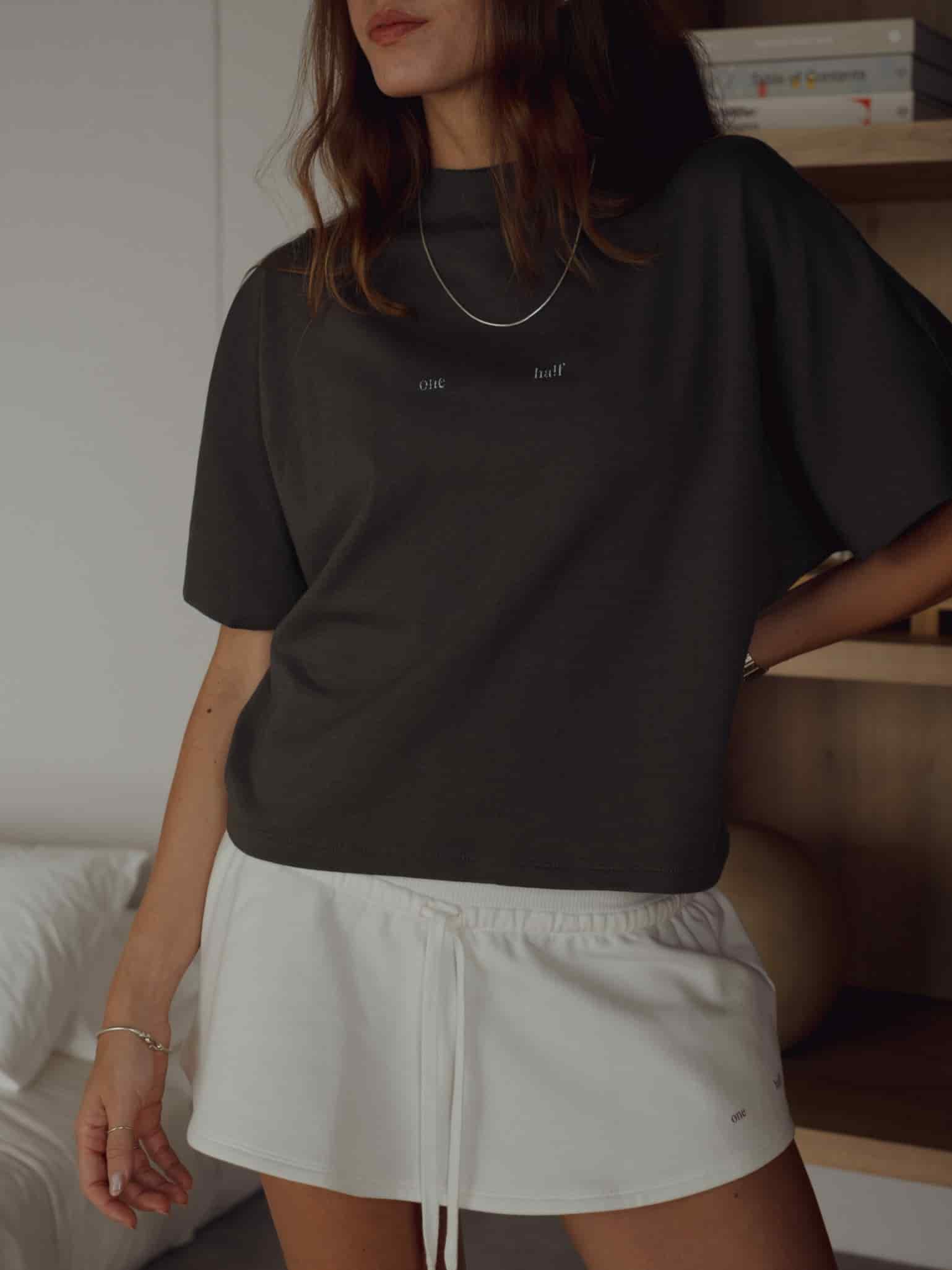 ONE HALF ROLLED SLEEVE T-SHIRT - GRAY - miniatura 1