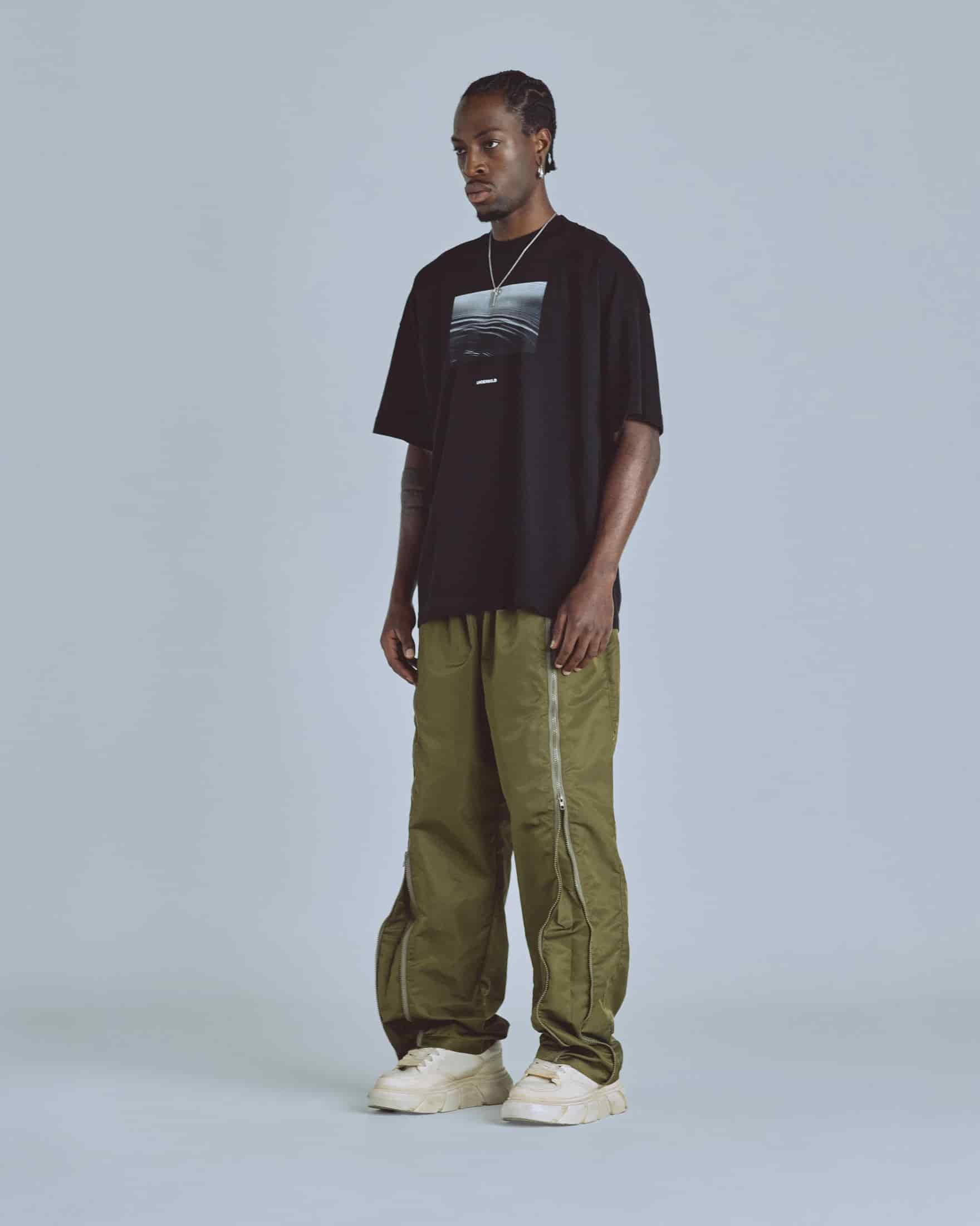 Basics Panelled Zip Up Cargo Pants Green - miniatura 5