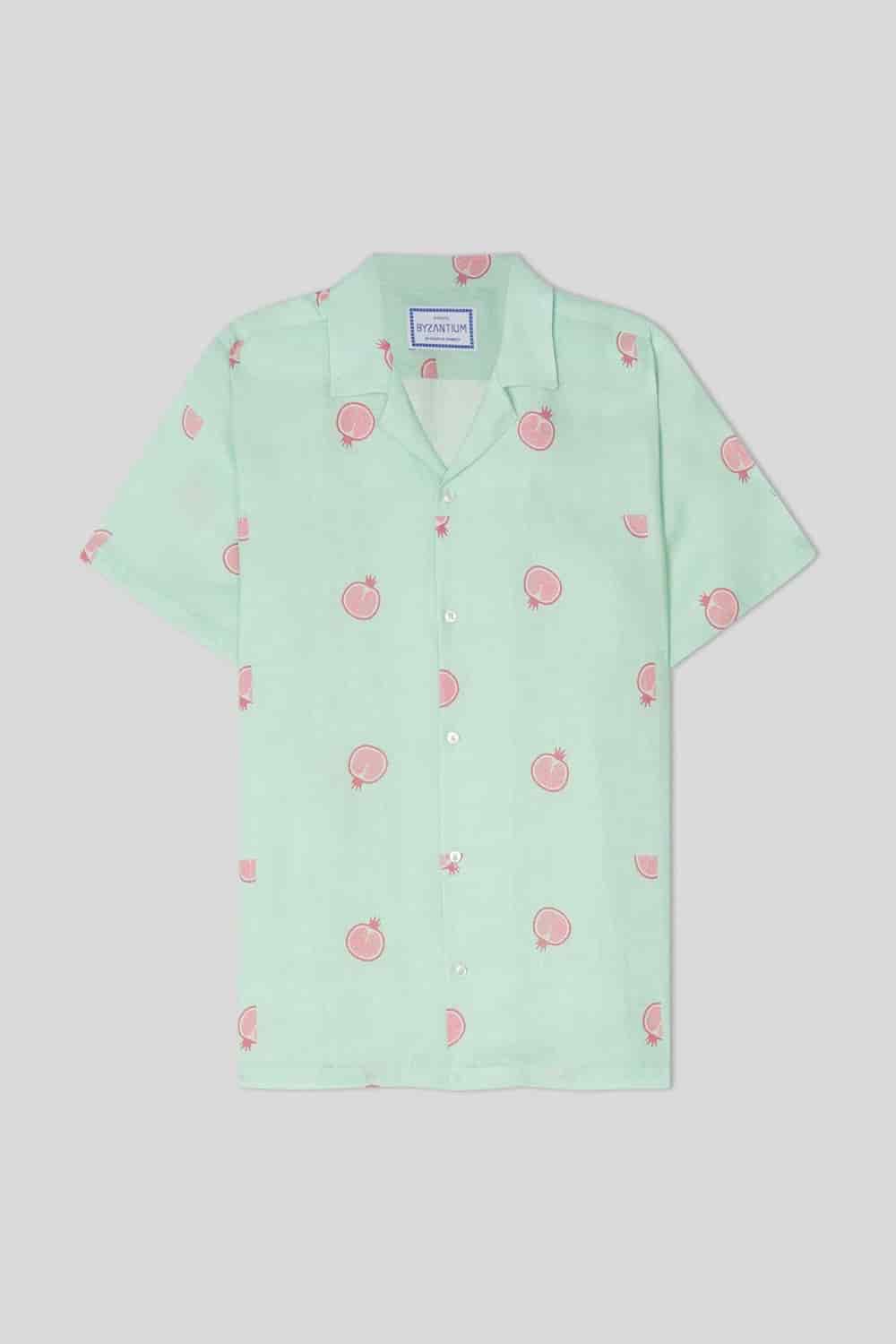 Men's bastión linen shirt turquoise - miniatura 1