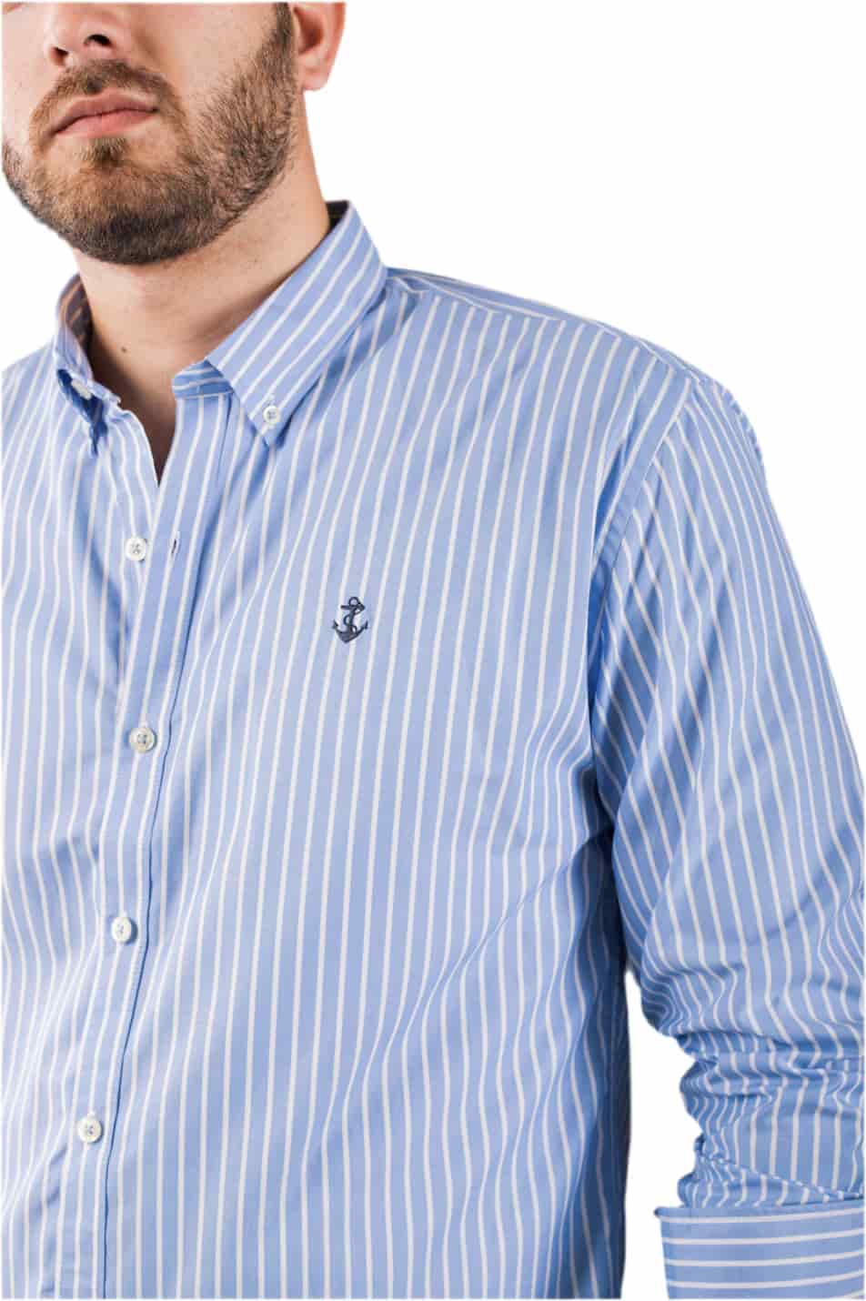 Camisa Rayas Grandes Azul Claro Y Blancas - miniatura 2