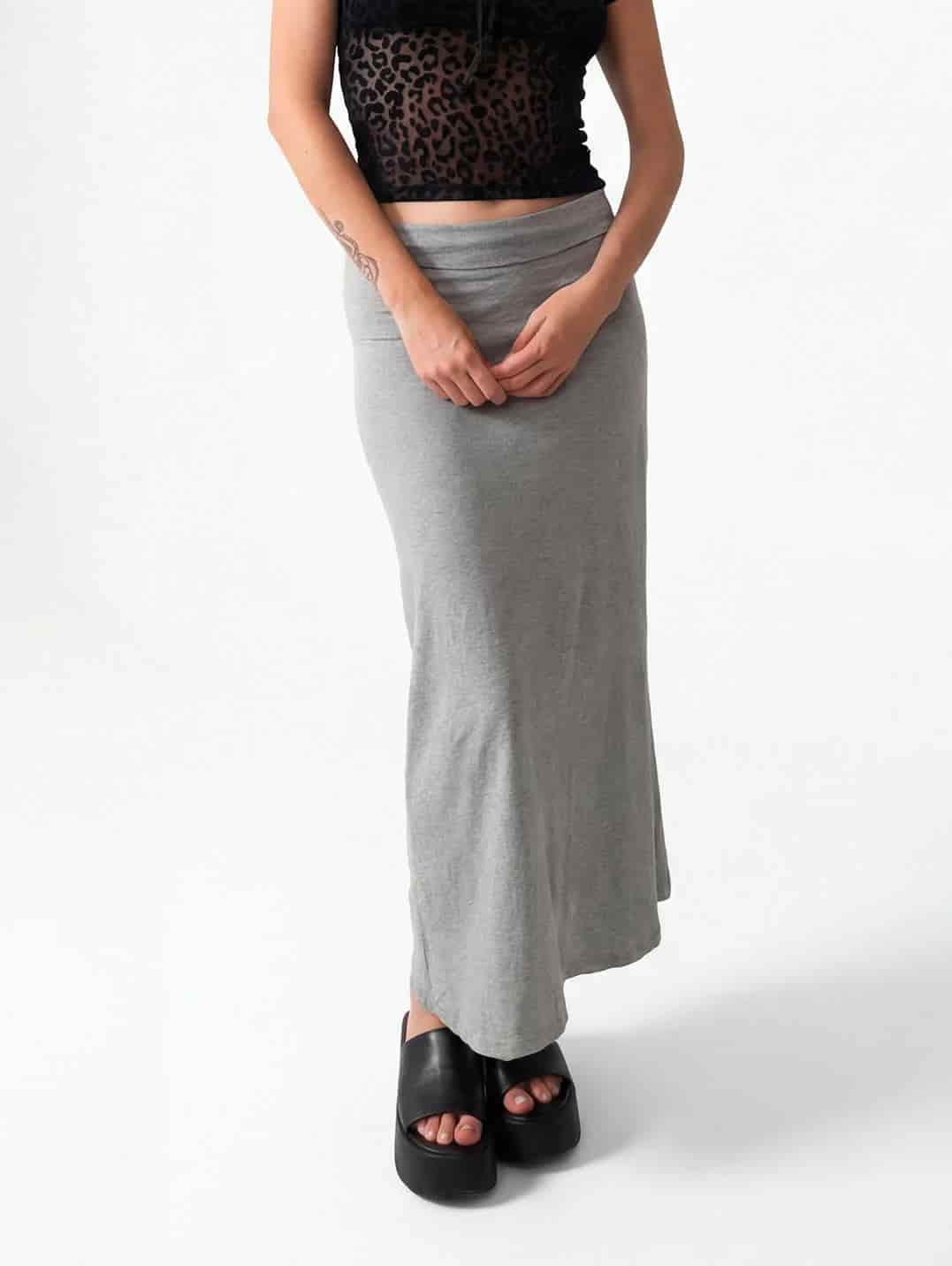 GREY SLIT SKIRT - miniatura 5