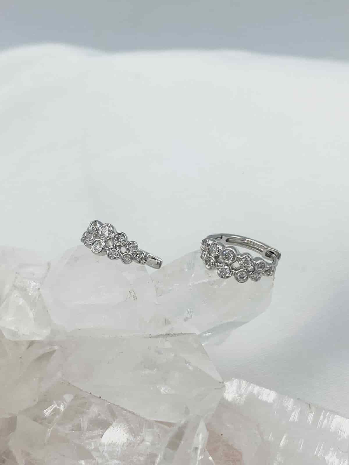 Aretes Diamantes estilo candongas en Oro Blanco 18K #1 - miniatura 1