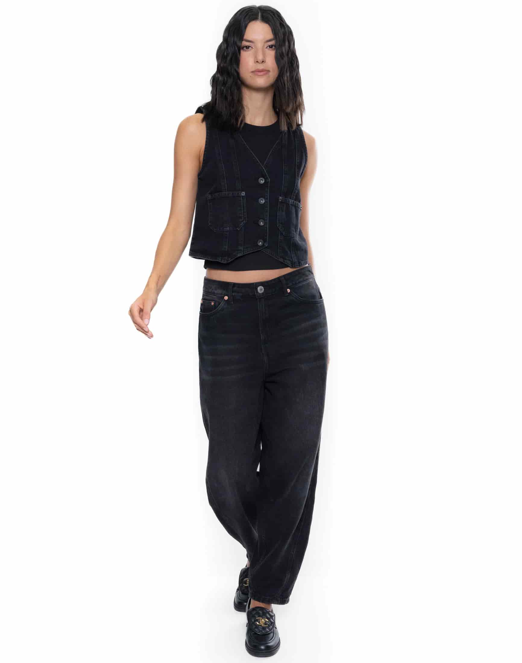 Chaleco Denim Negro Con Bolsillos - miniatura 9