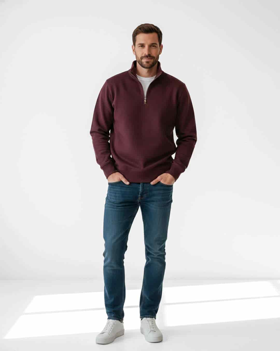 Buzo cuello alto hombre Vinotinto Burdeos - miniatura 2