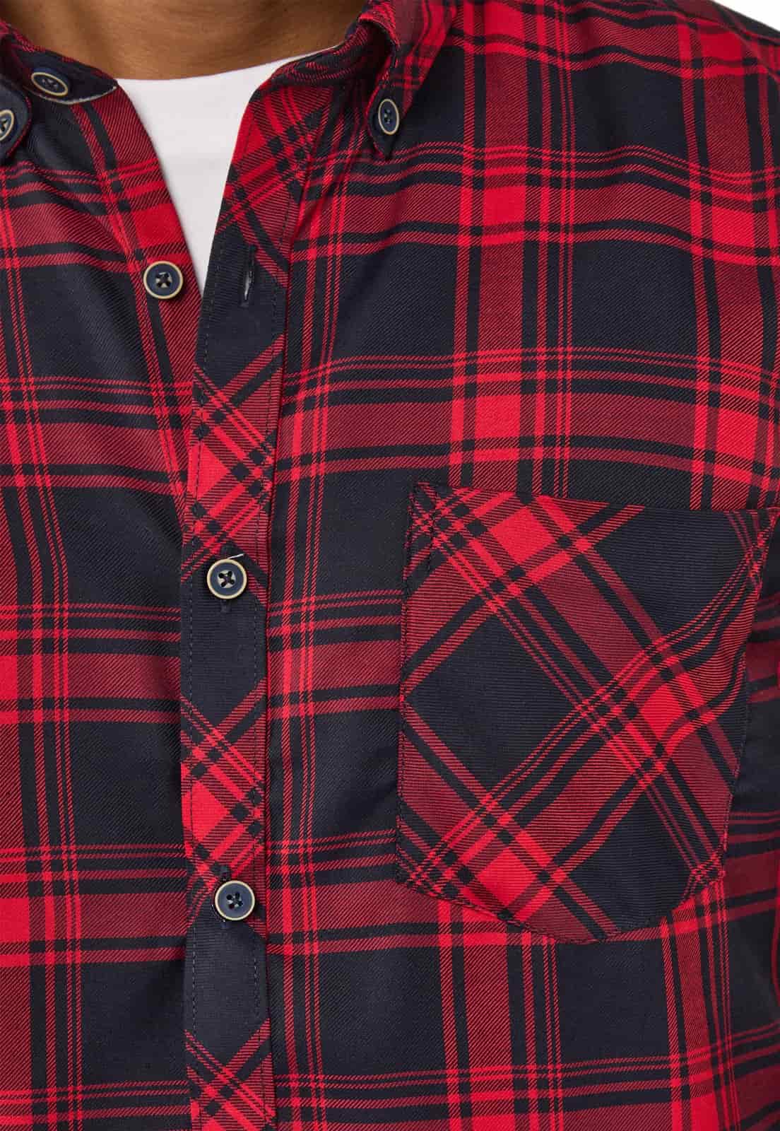 Camisa leñadora roja con azul manga larga - miniatura 4