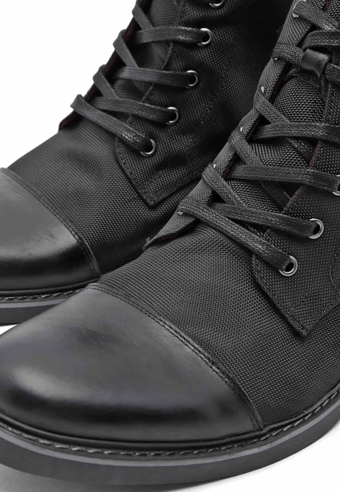 Botas negras en lona y cuero - miniatura 2