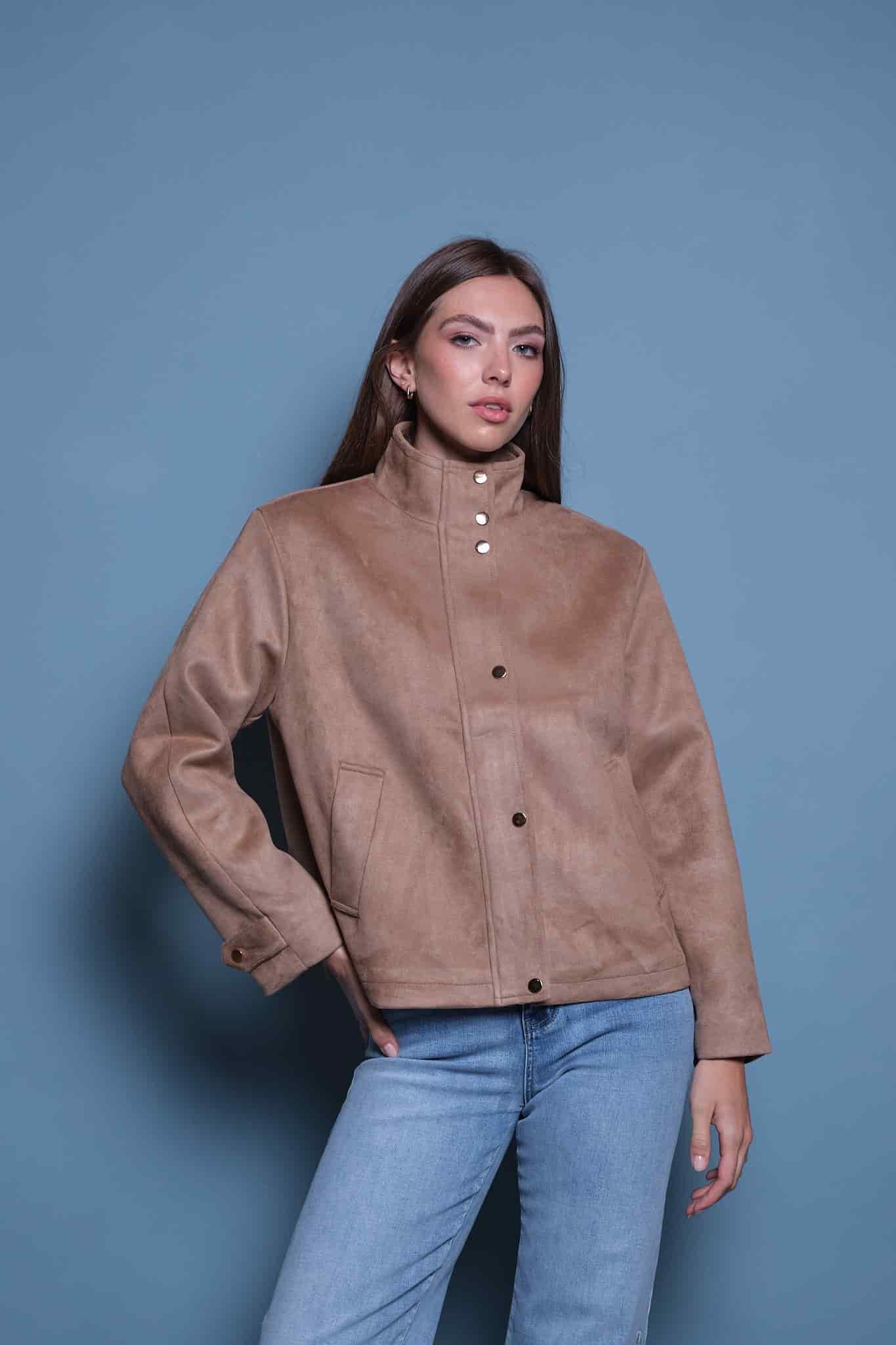 CHAQUETA GAMUZA CUELLO FUNNEL CAFE - miniatura 1