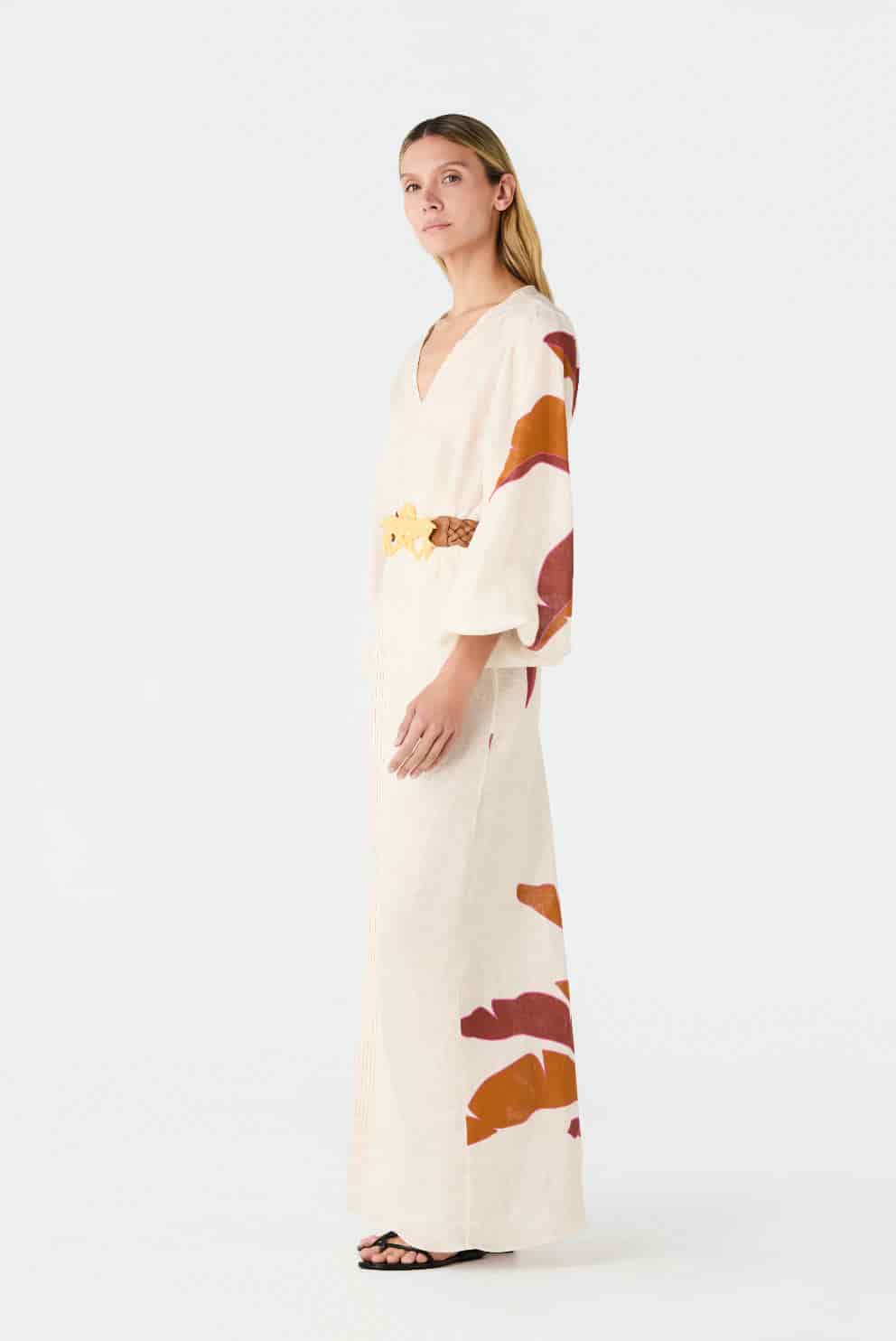 Hojarasca Linen Maxi Dress / Fuchsia Palm - miniatura 4