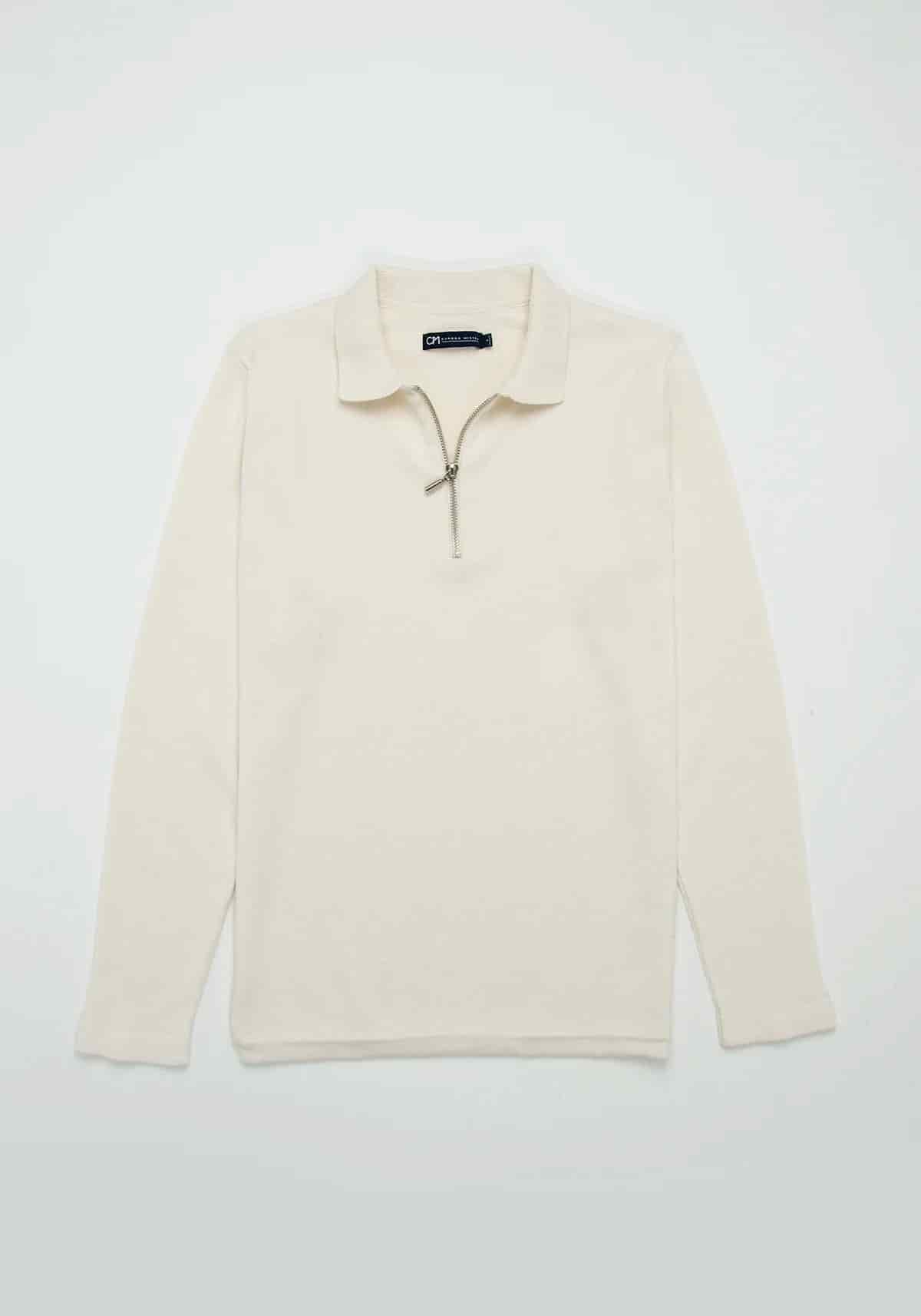 Saco Camisero Half Zip Algodón Crema - miniatura 1