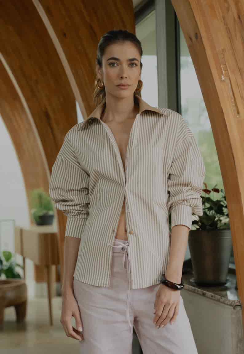 Camisa Aura de algodón | Rayas Caramel - miniatura 1