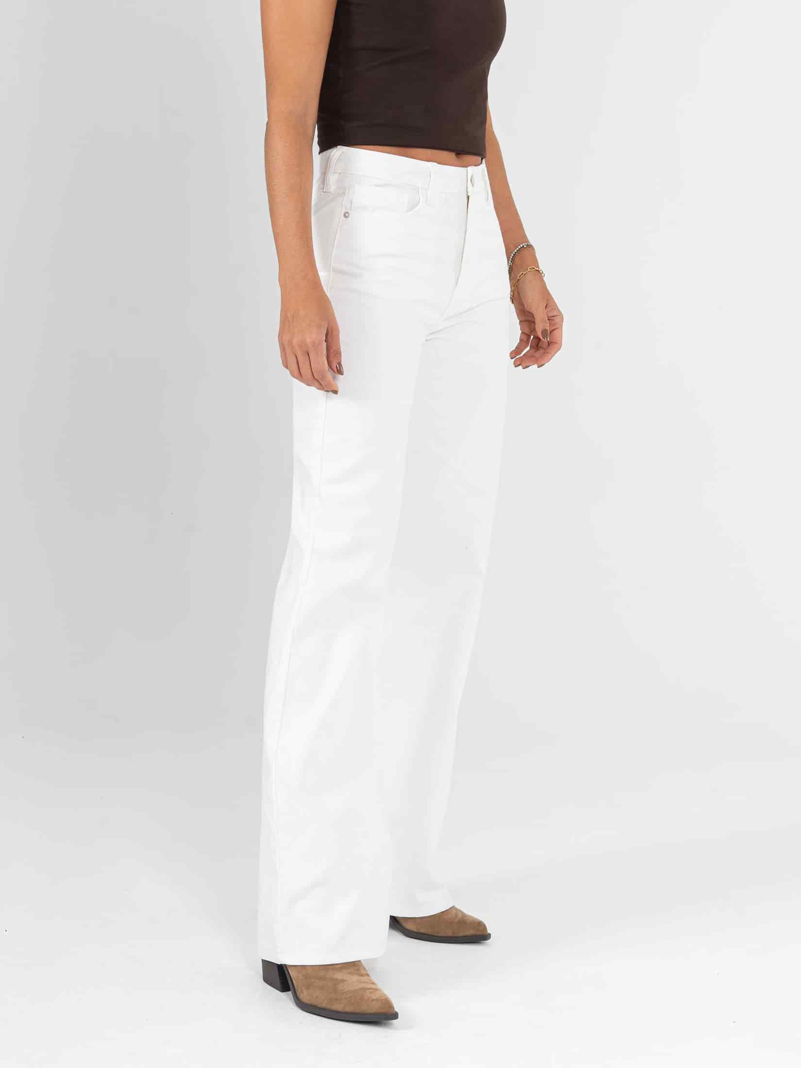 Ref: 0620236 Pantalón mom flare, rígido, tiro alto, ivory. - miniatura 3
