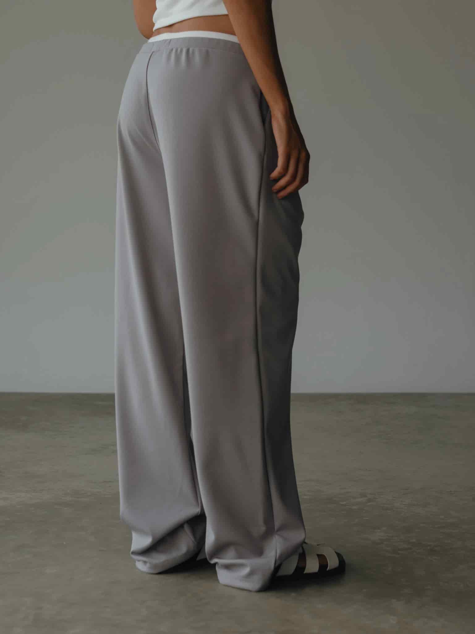 WIDE LEG BAND PANT - LIGHT GRAY - miniatura 8