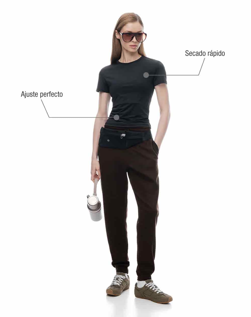 Camiseta deportiva secado rápido negra mujer - miniatura 4