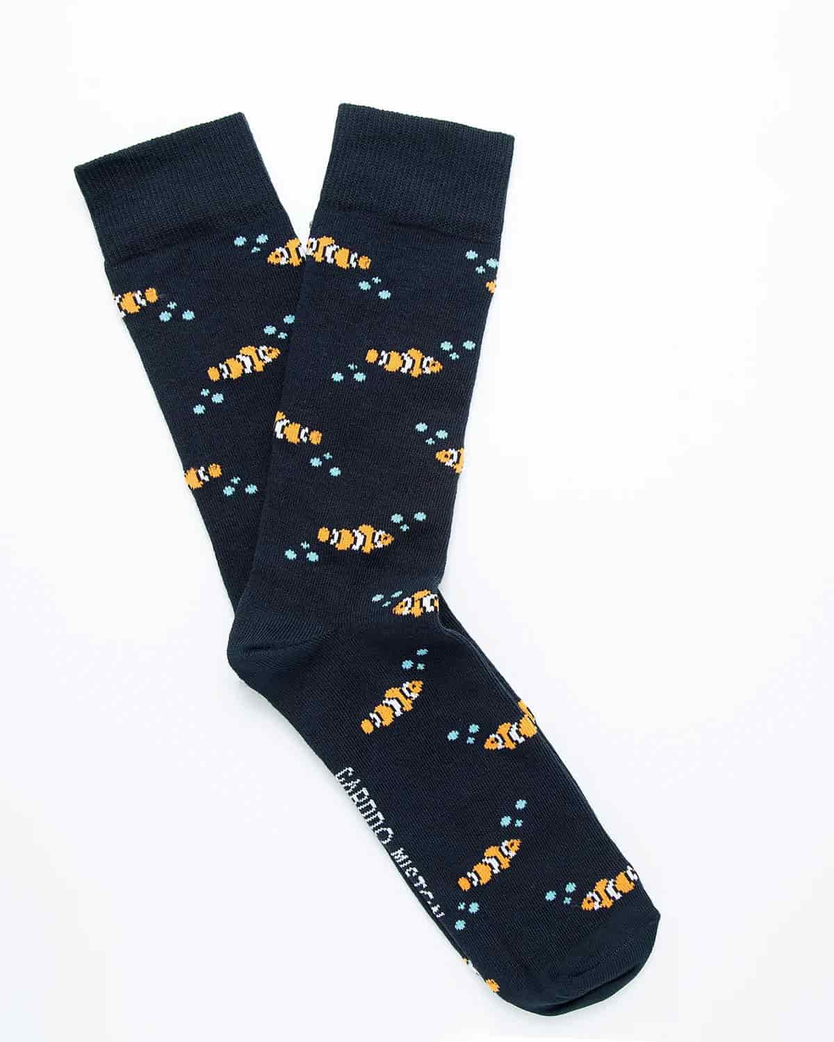 Medias Algodón Estampado Peces - Fondo Azul - miniatura 1