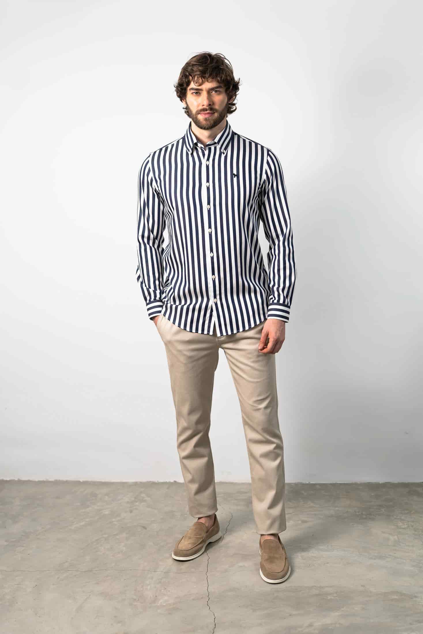 Camisa Manga Larga Rayas Navy - miniatura 1