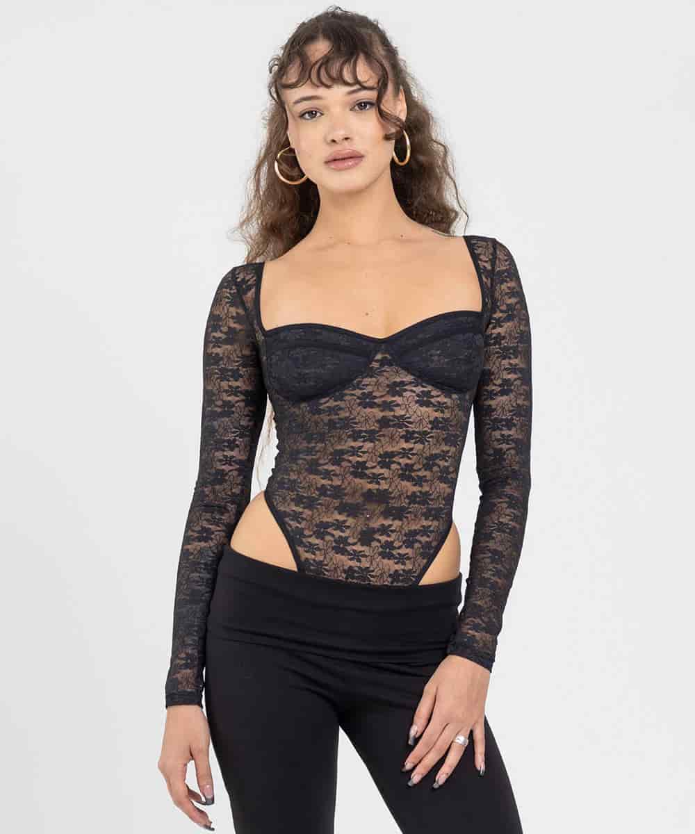 LACE BLACK BODYSUIT - miniatura 3