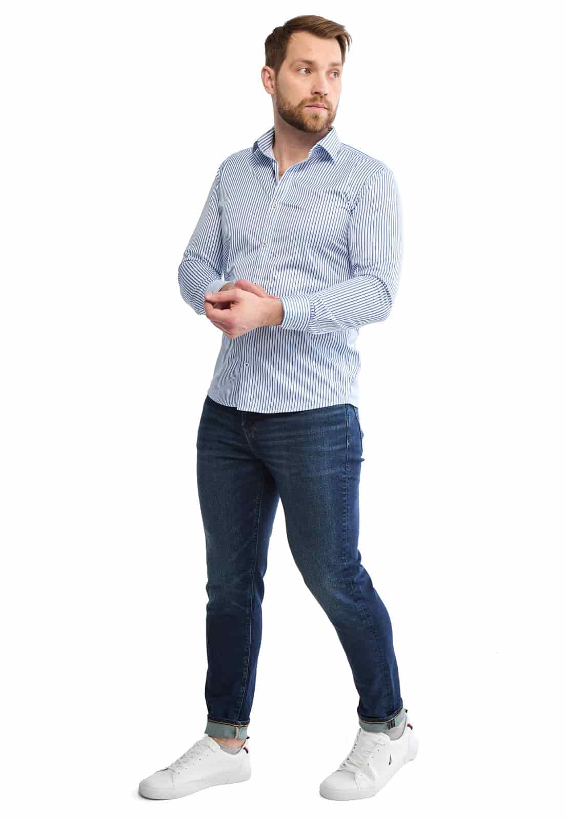 Camisa manga larga rayas azules - miniatura 4