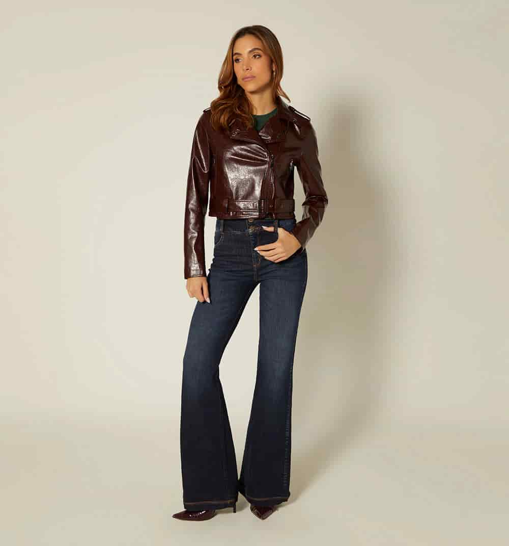 Chaqueta biker con cinturon - miniatura 2