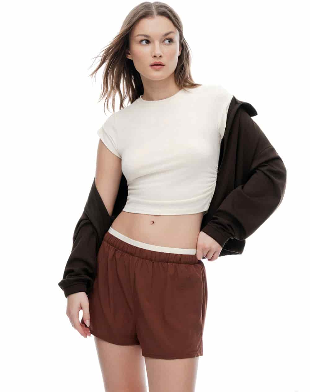 Short deportivo café mujer - miniatura 3
