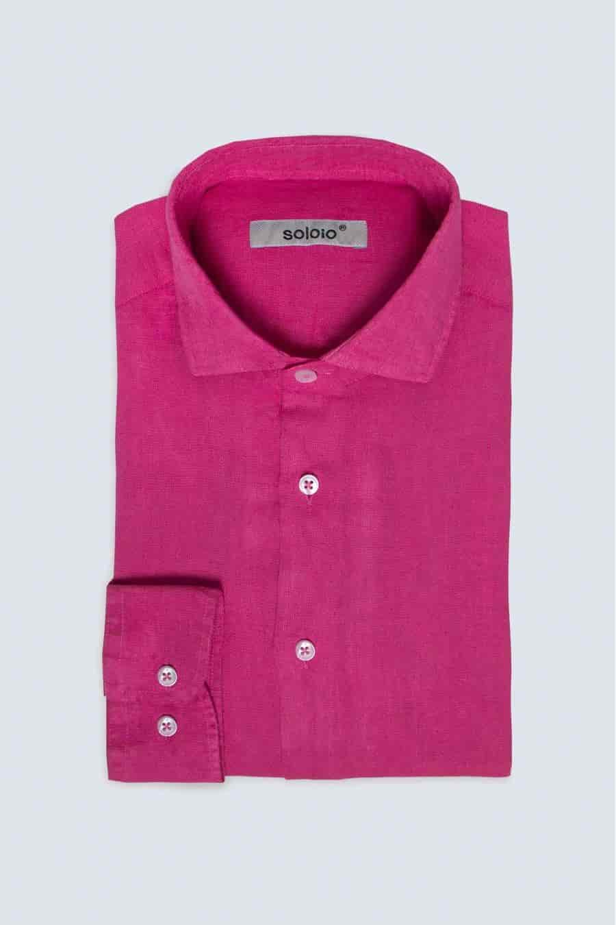 Men's linen shirt fuxia gin basic - miniatura 3