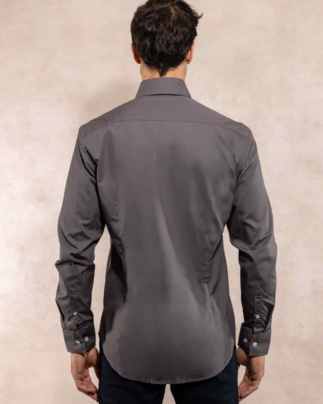 Camisa Antimanchas Popelina Gris Oscuro - Talla Regular - miniatura 3