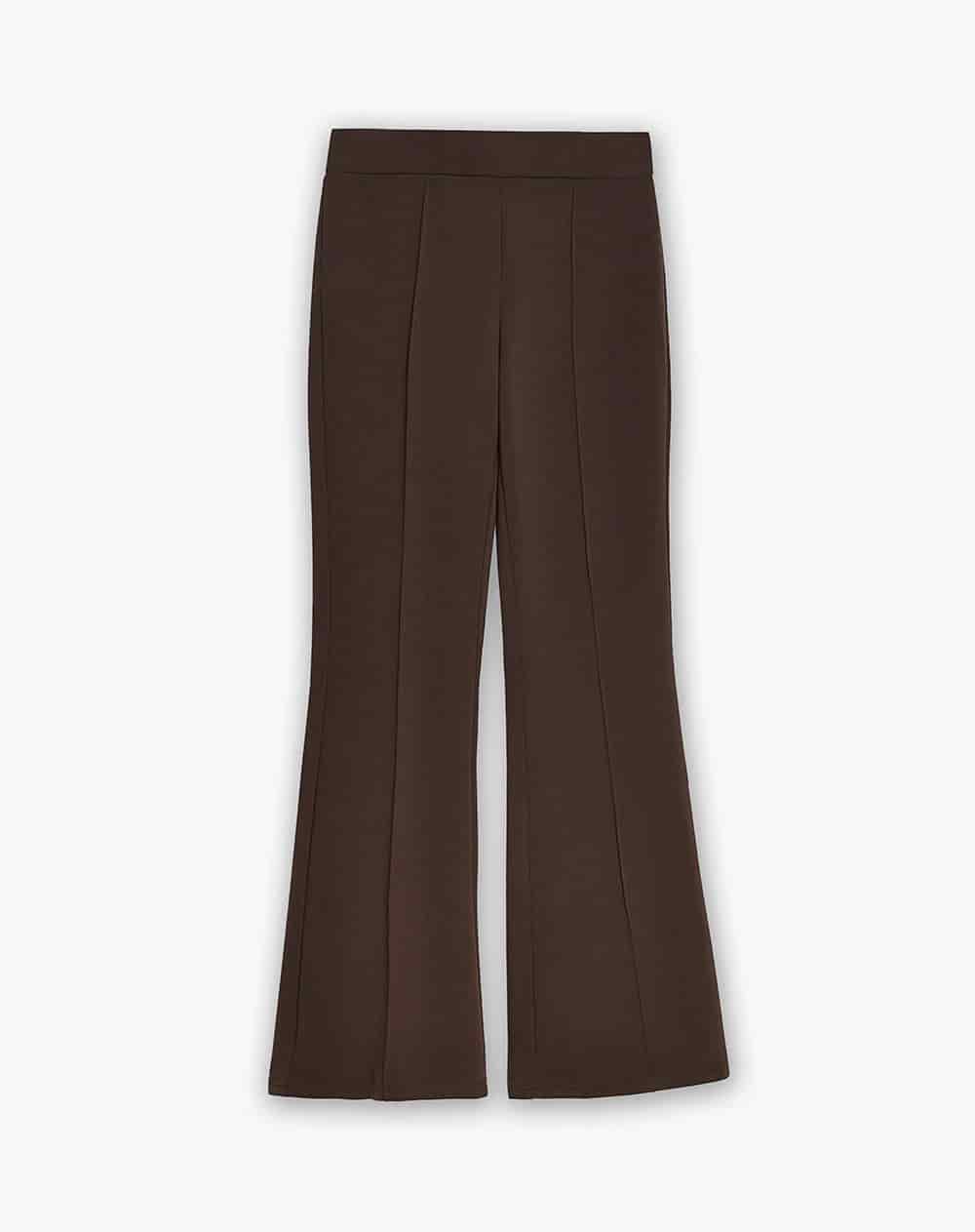 Pantalón tiro medio bota campana chocolate mujer - miniatura 1