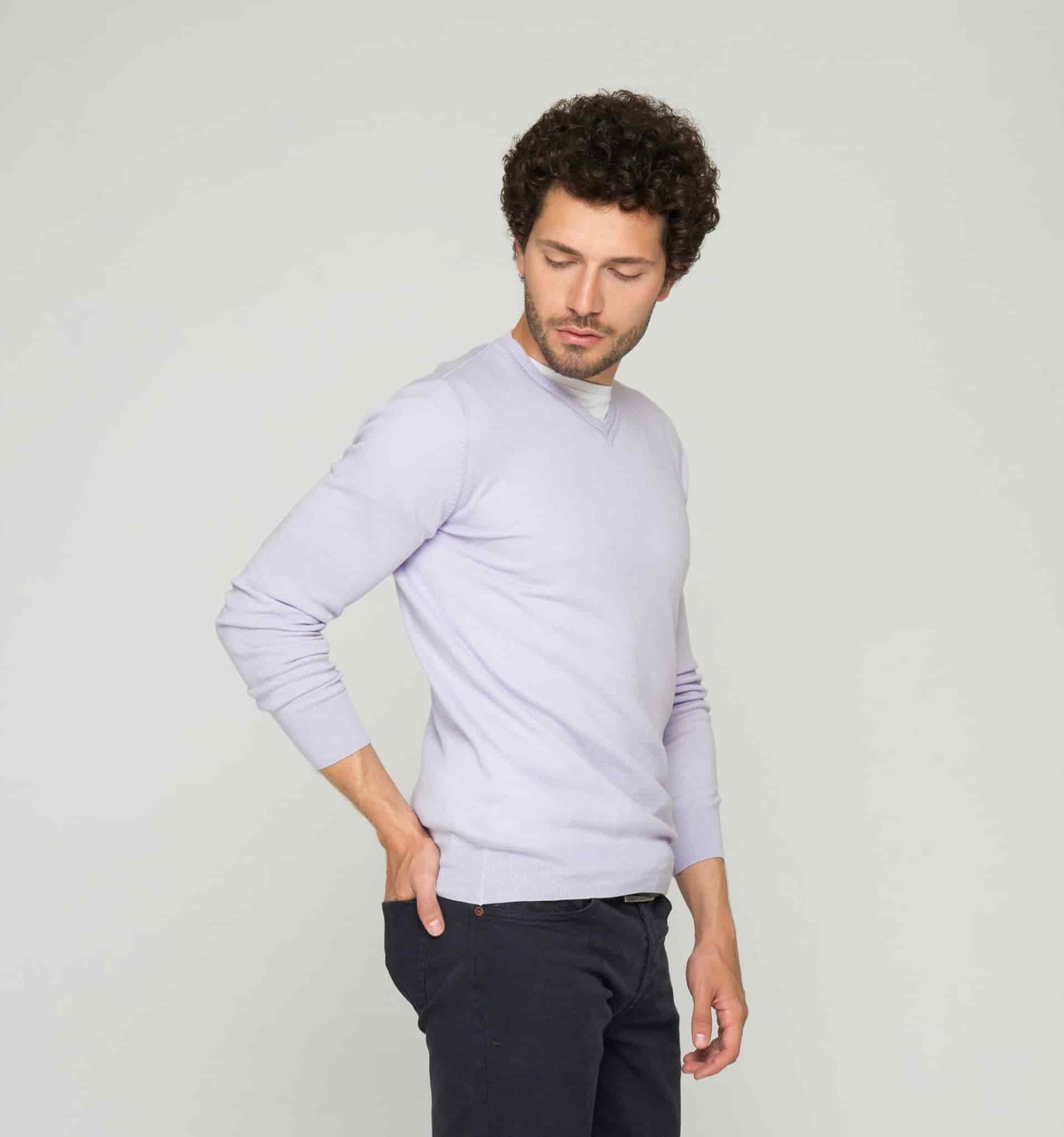 Saco Cuello V Algodón Lila - miniatura 3