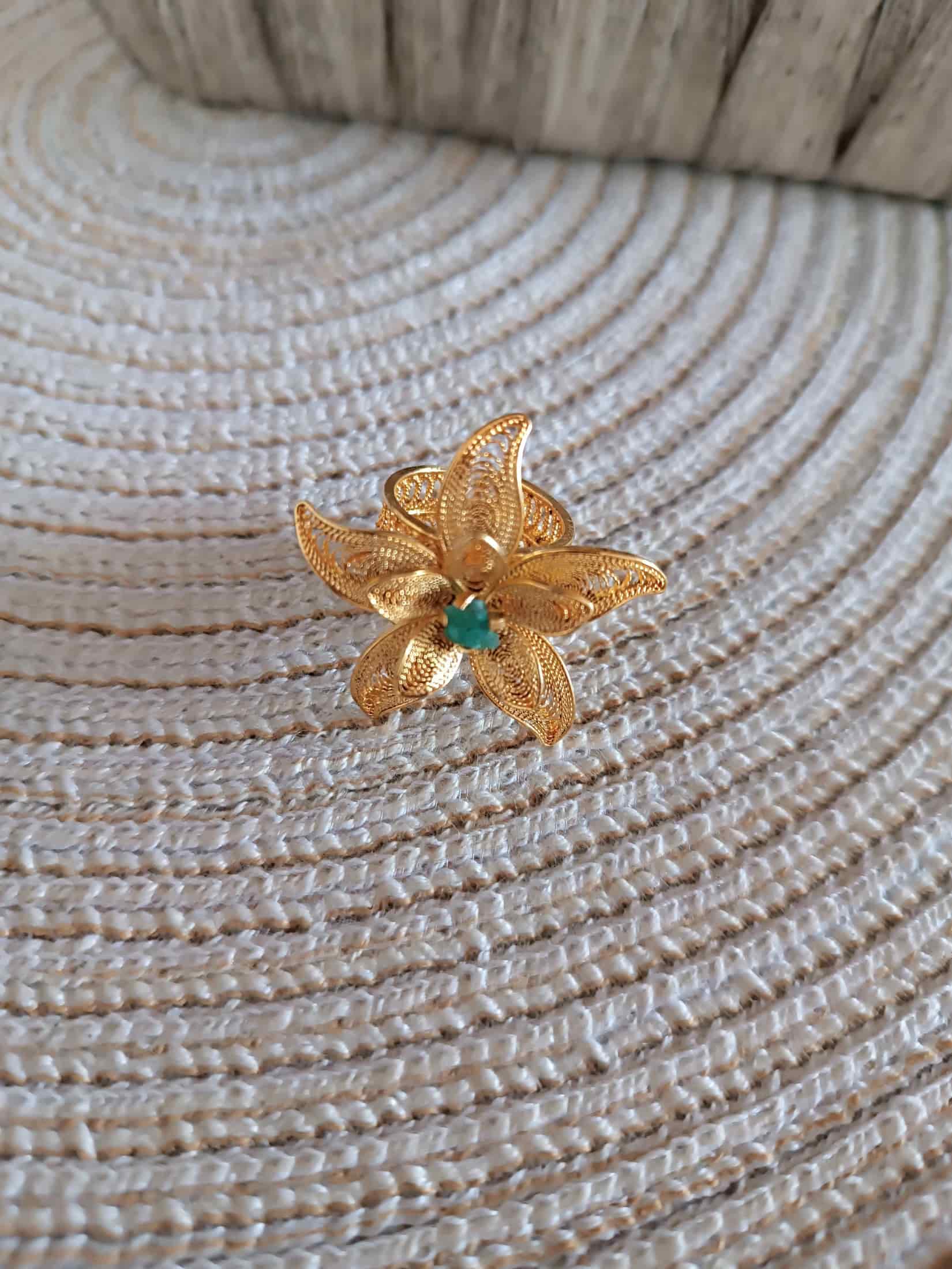 Anillo maxi en filigrana con esmeralda Andrea - miniatura 4