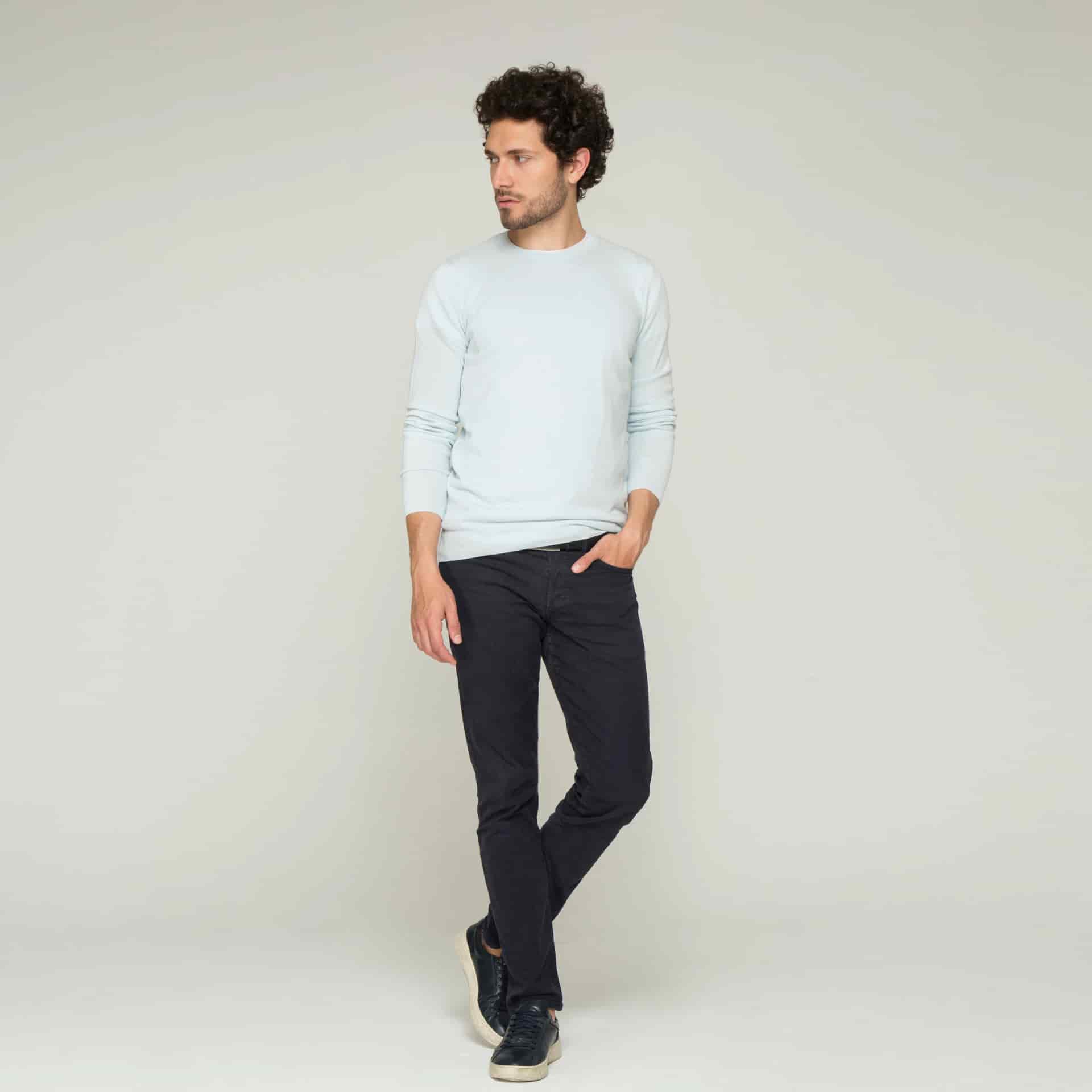 Saco Cuello Redondo Algodón Azul Cielo - miniatura 2