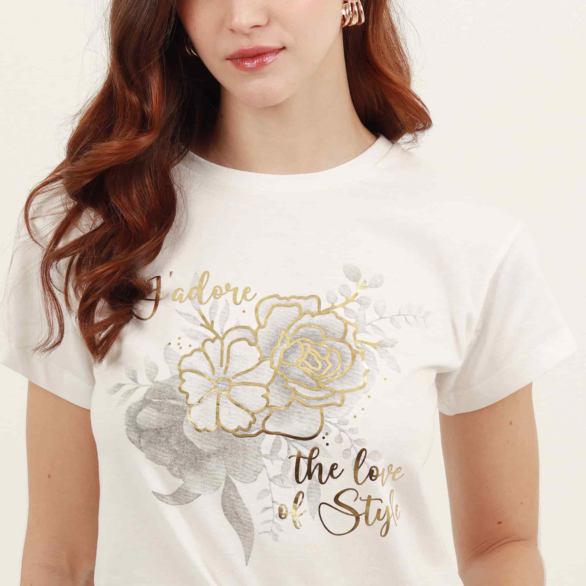 Camiseta cuello redondo manga corta con estampado J'adore - miniatura 5