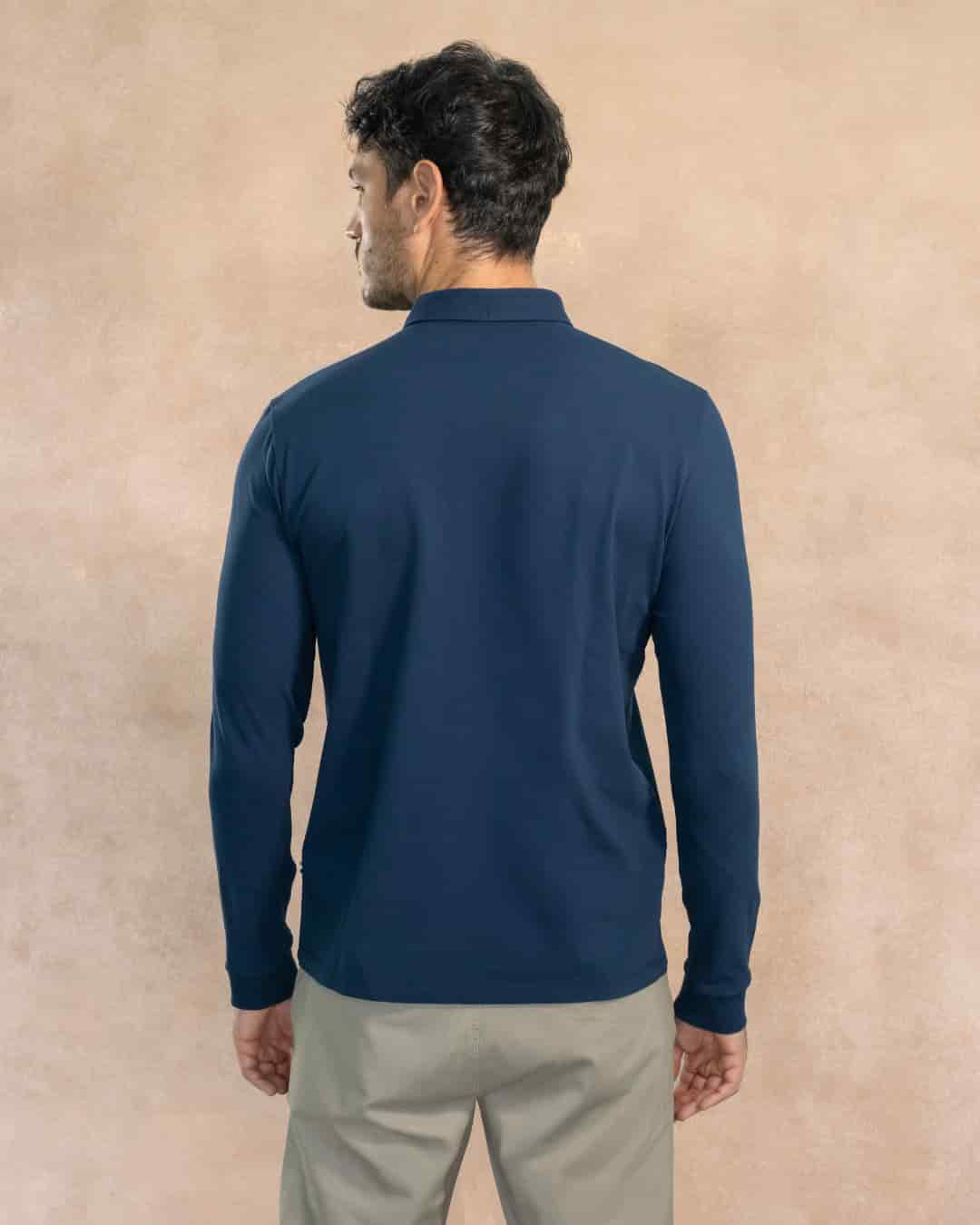Polo Antimanchas Manga Larga Azul Navy - miniatura 3