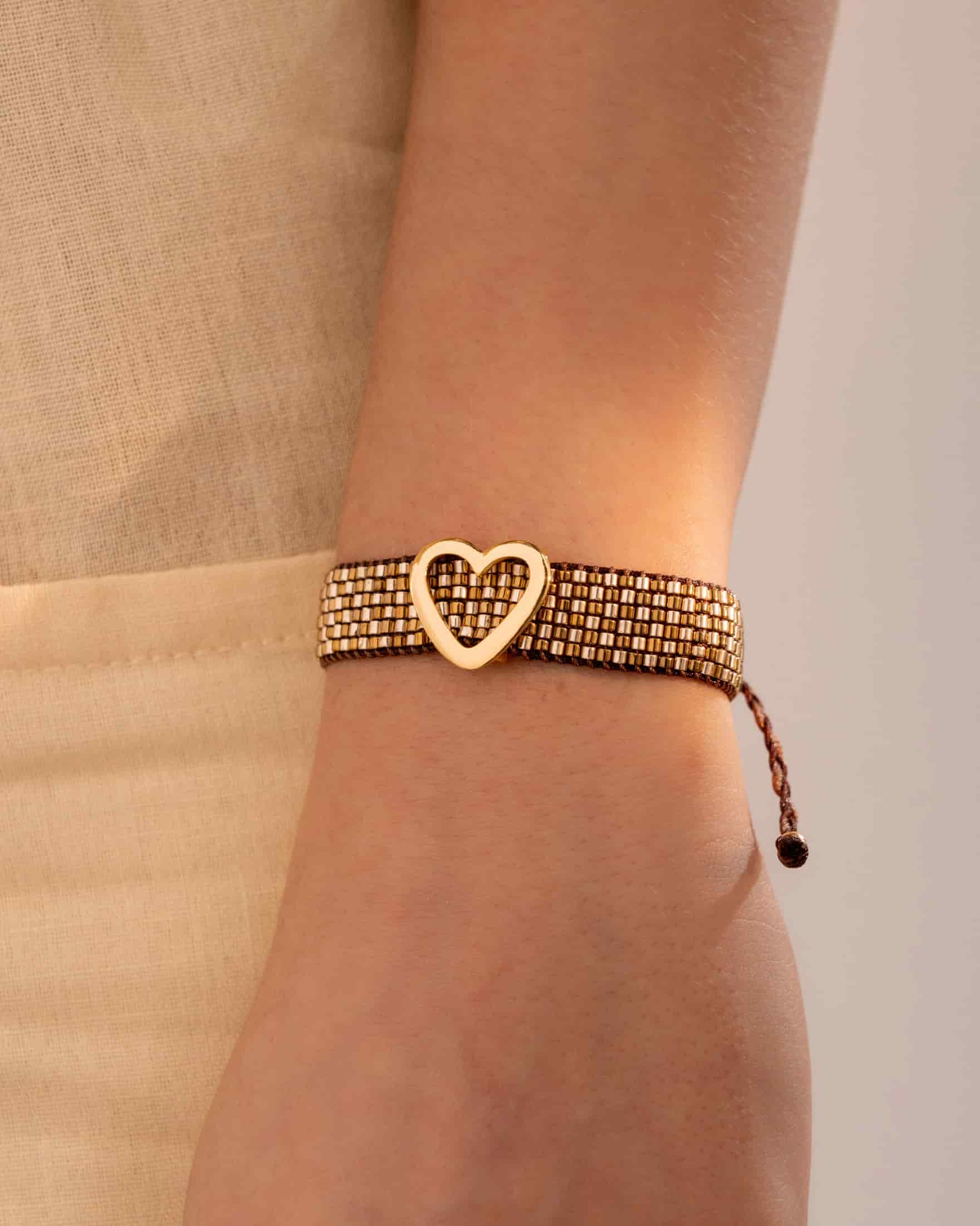 Pulsera Tejida Corazón + Aretes - miniatura 1