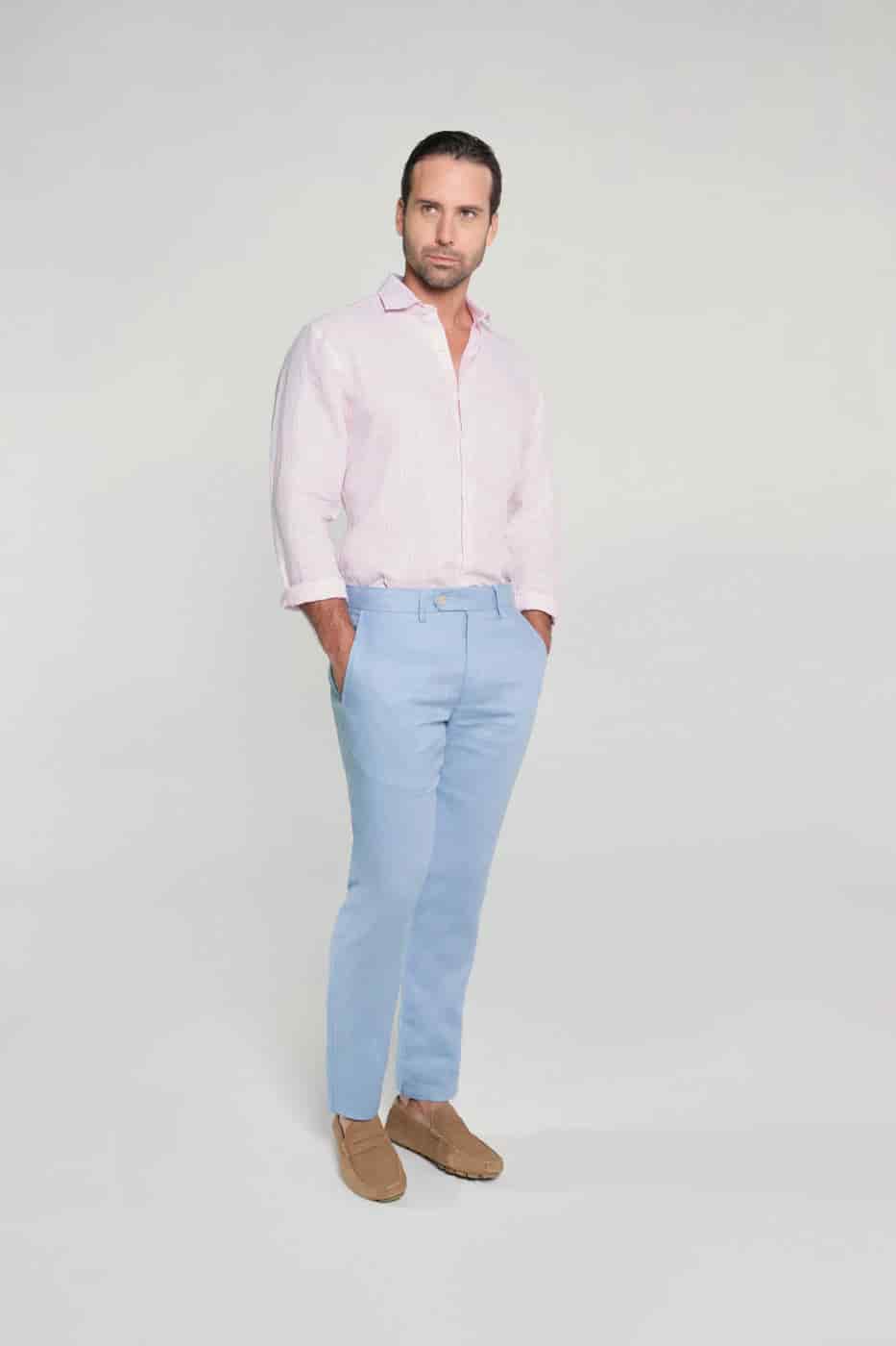 Pantalón Slim Lino Cool Blue - miniatura 2