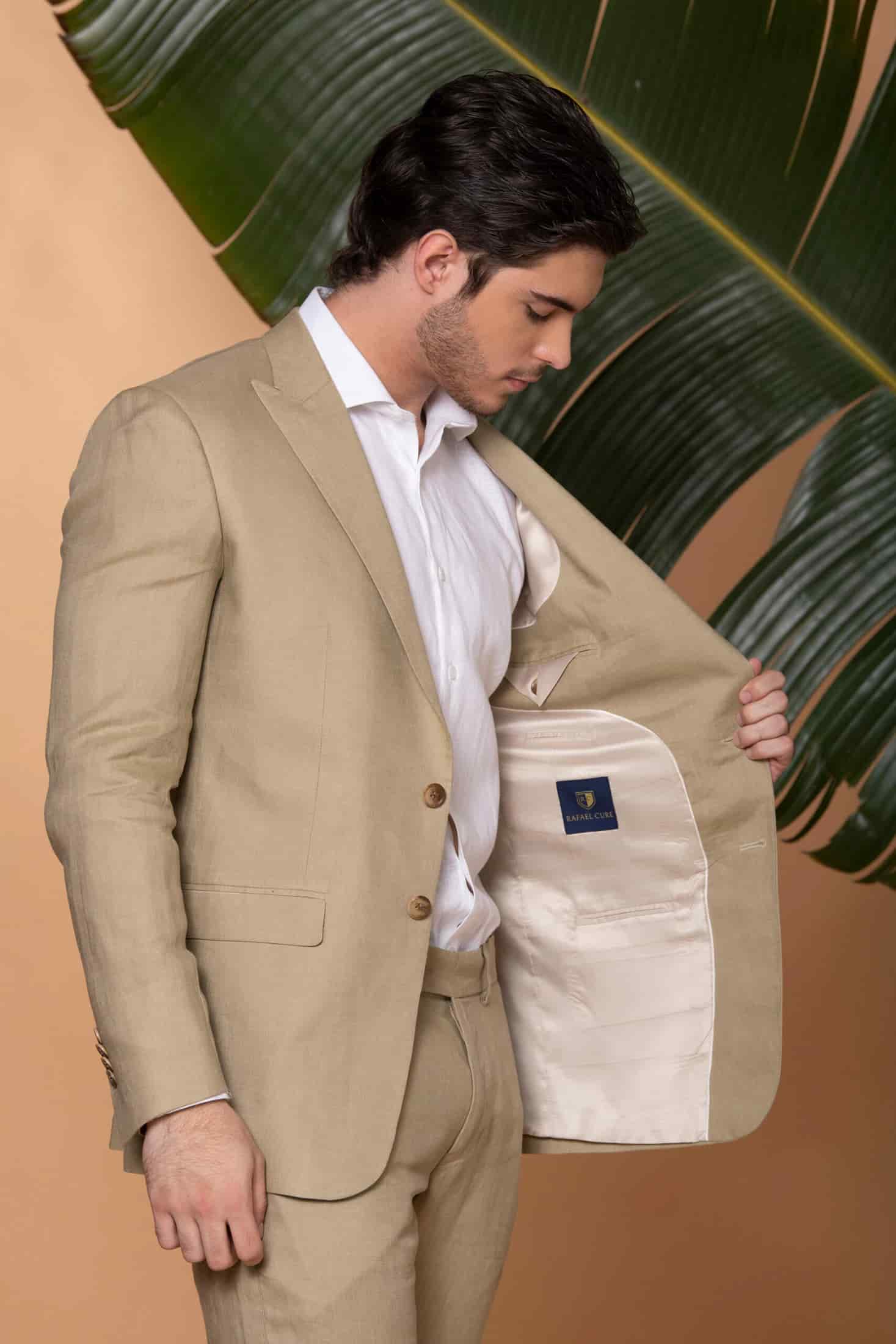 Traje Slim Fit 100% Lino Verde Aloe - miniatura 8