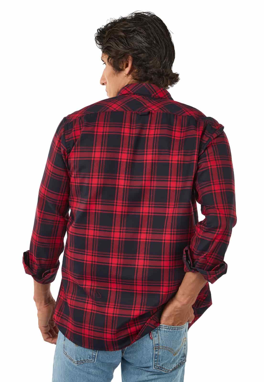 Camisa leñadora roja con azul manga larga - miniatura 2