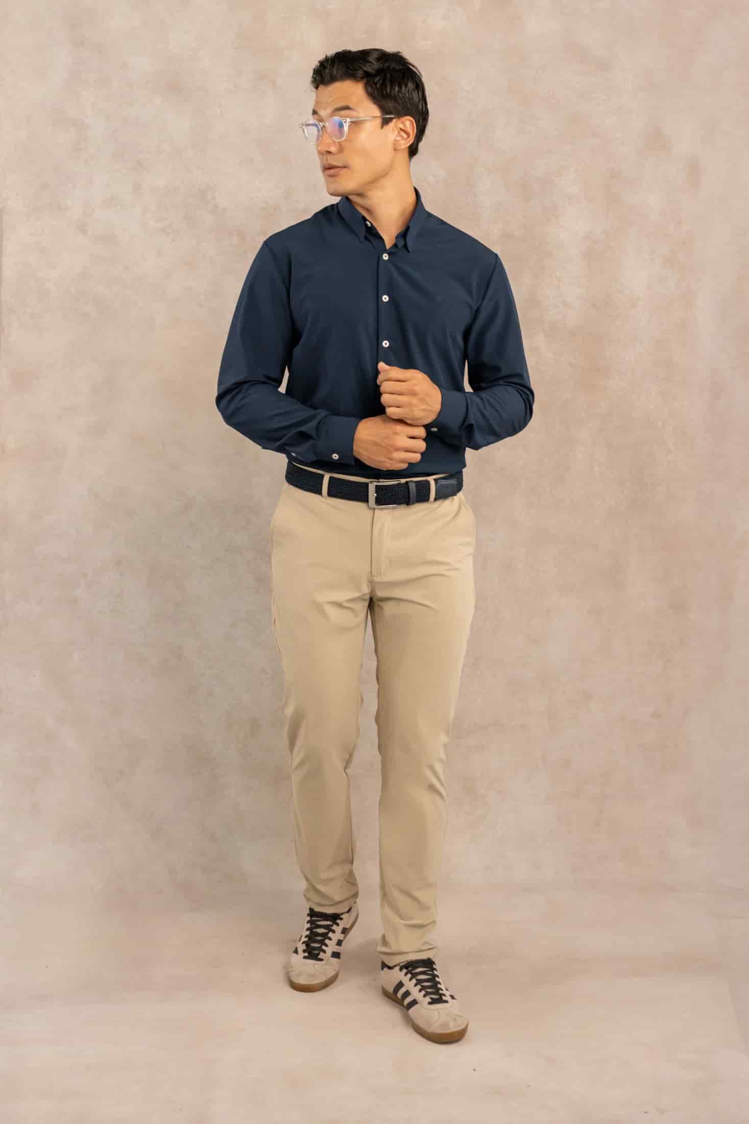 Camisa Performance Antiarrugas Azul Oscuro - miniatura 9