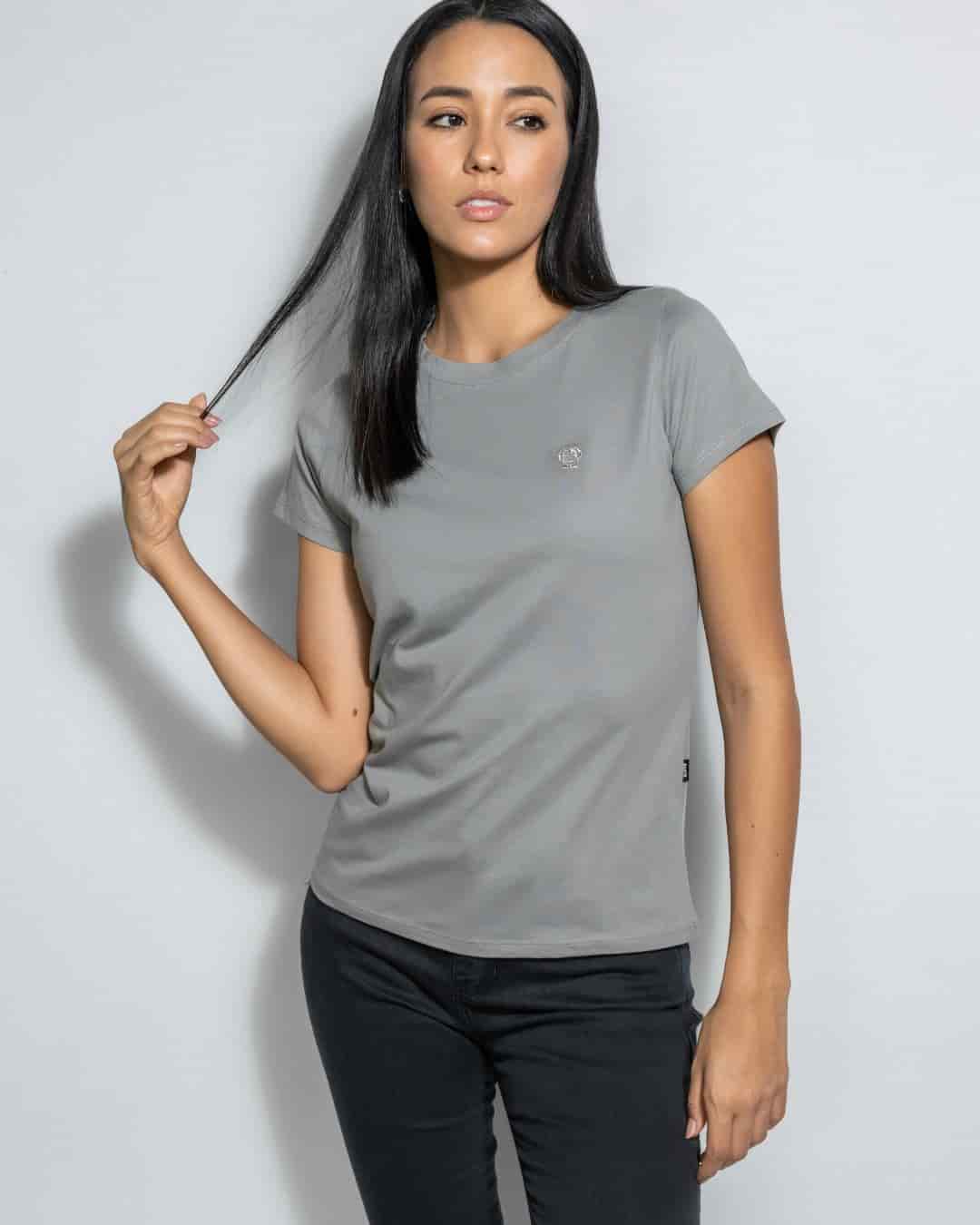 Camiseta Antimanchas de Mujer Gris logo Gris - miniatura 4