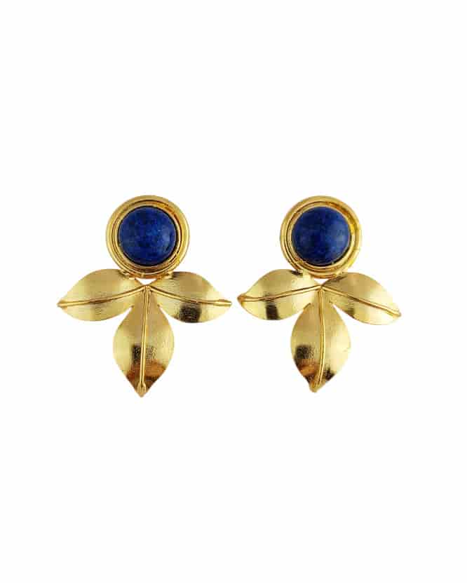 Aretes topos tres pétalos Andi piedra Lapislázuli - miniatura 1