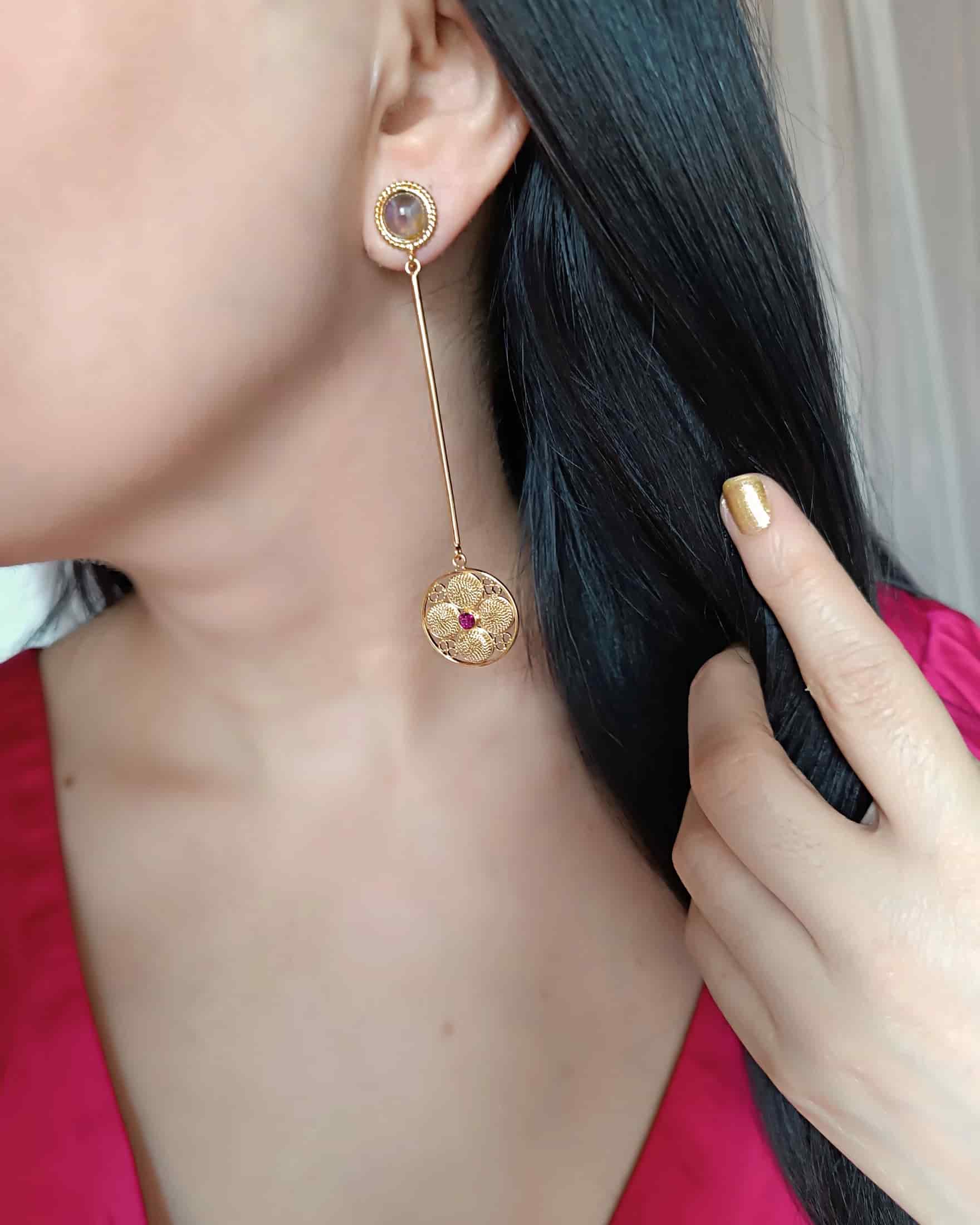 Aretes largos filigrana y amatista Atanasia - miniatura 4