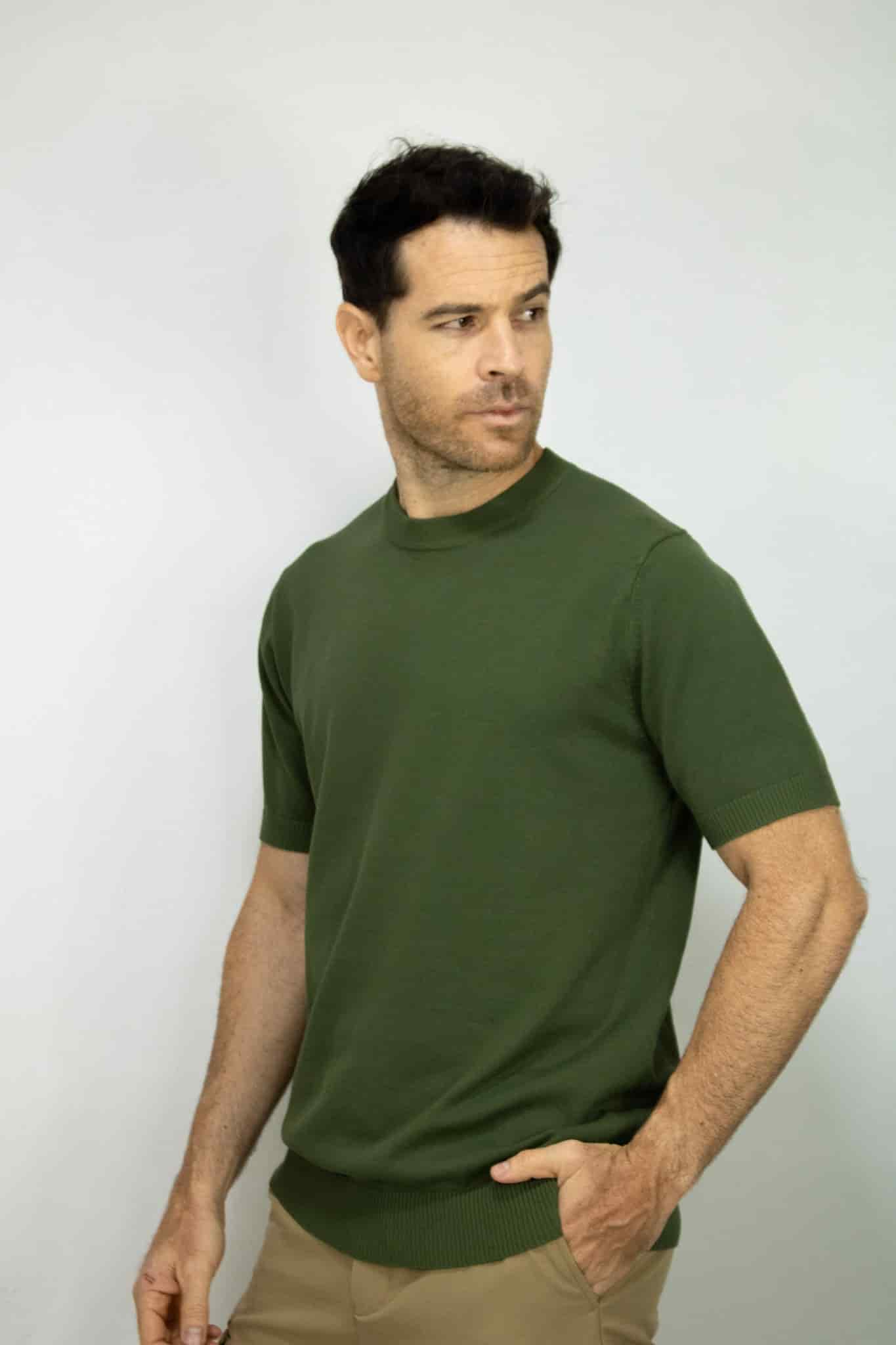 CAMISETA TEJIDA VERDE PARA HOMBRE - miniatura 2