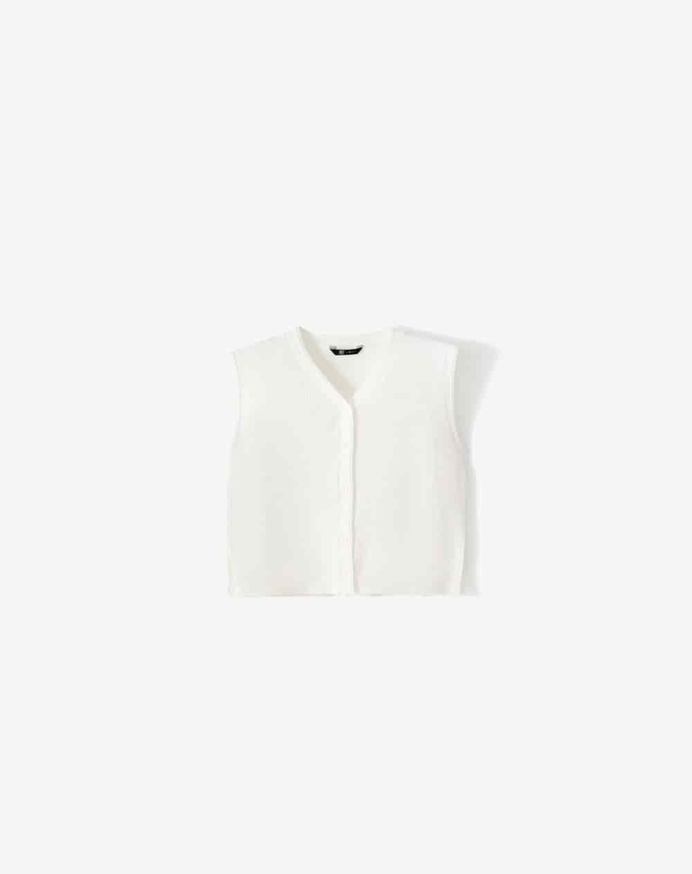 Chaleco regular rib blanco mujer - miniatura 1