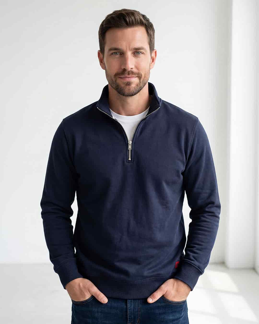 Buzo cuello alto hombre Azul Oxford - miniatura 1