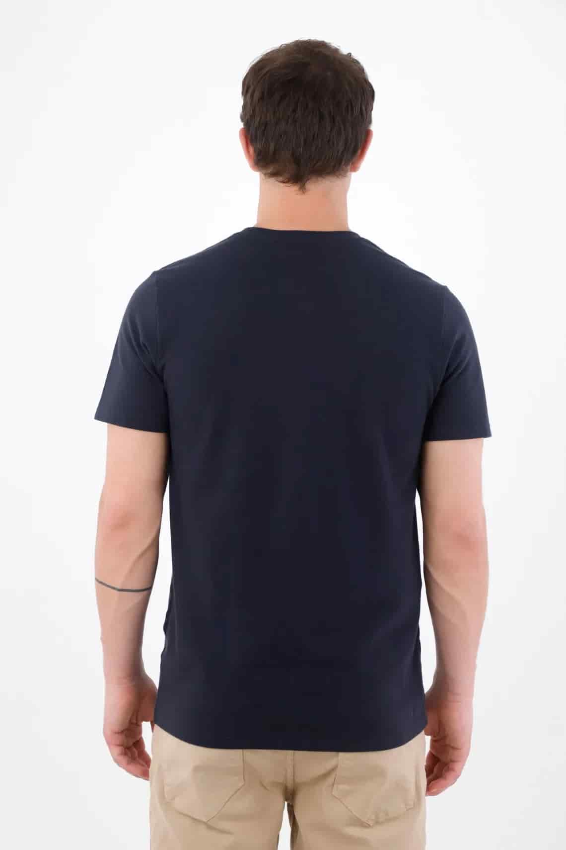Camiseta regular fit con mini bordado en algodón azul marino para hombre - miniatura 4