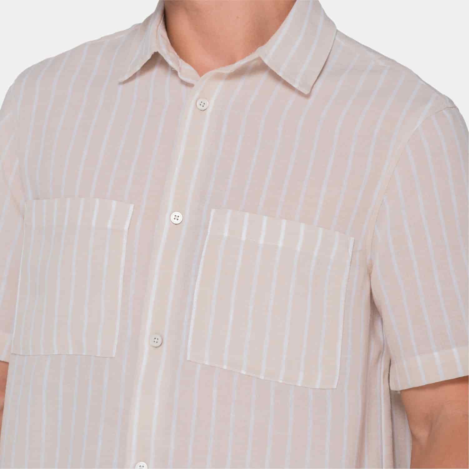 Vertical Stripes S/S Shirt Beige - miniatura 3