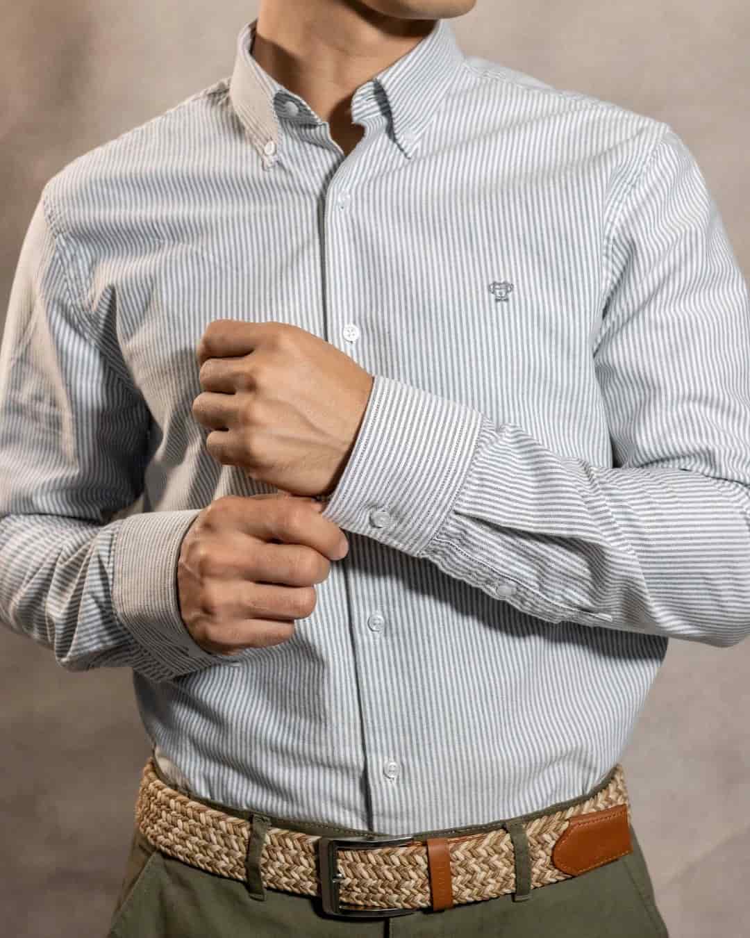 Camisa Antimanchas Oxford Rayas Dark Grey Cornell - miniatura 5